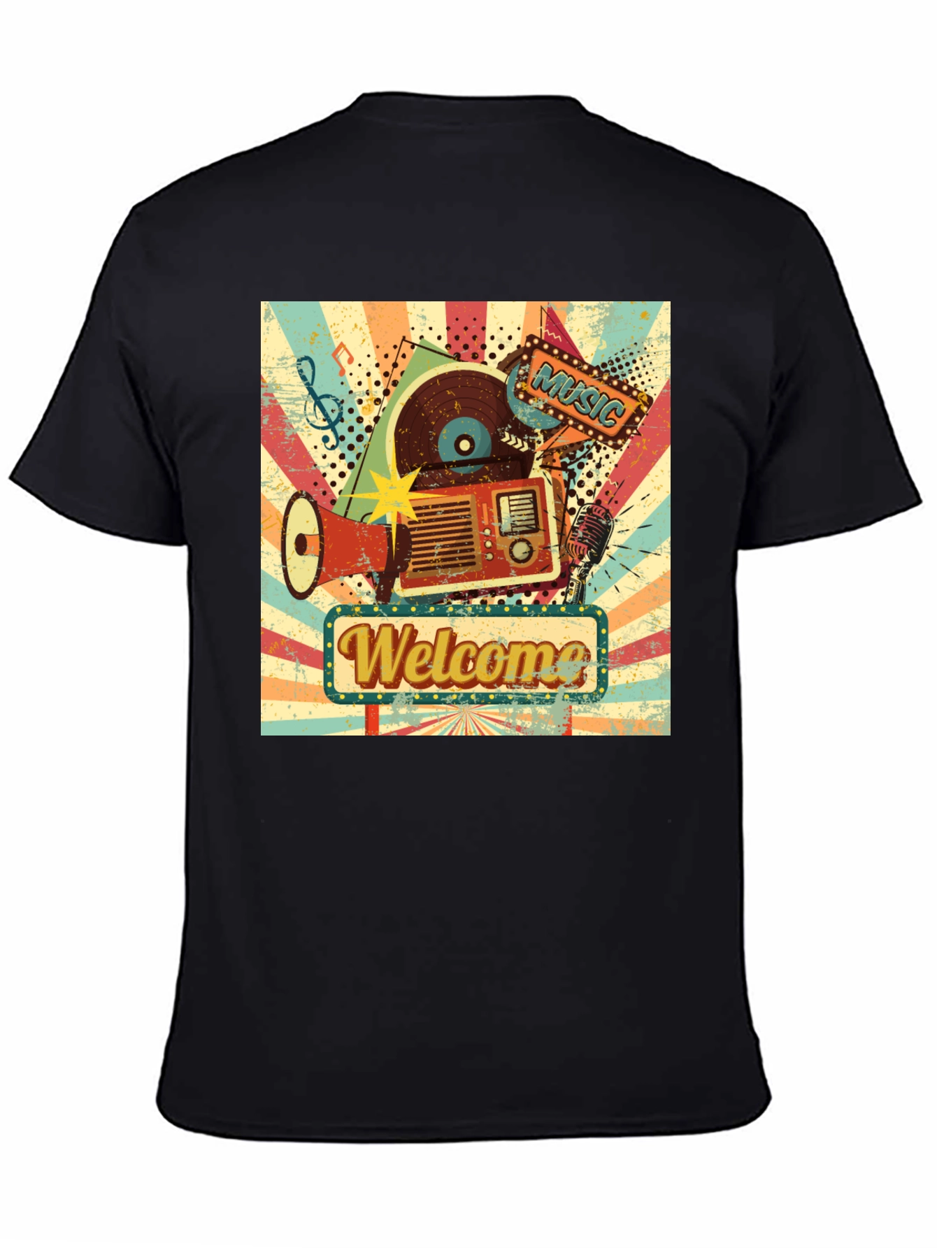 Retro Music Graphic Tee - Welcome Sign