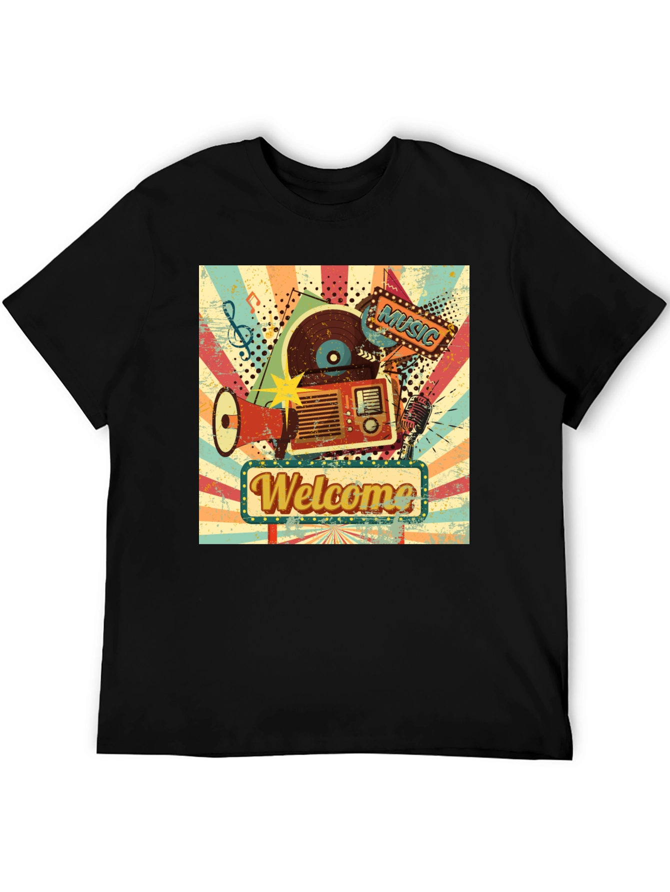 Retro Music Graphic Tee - Welcome Sign