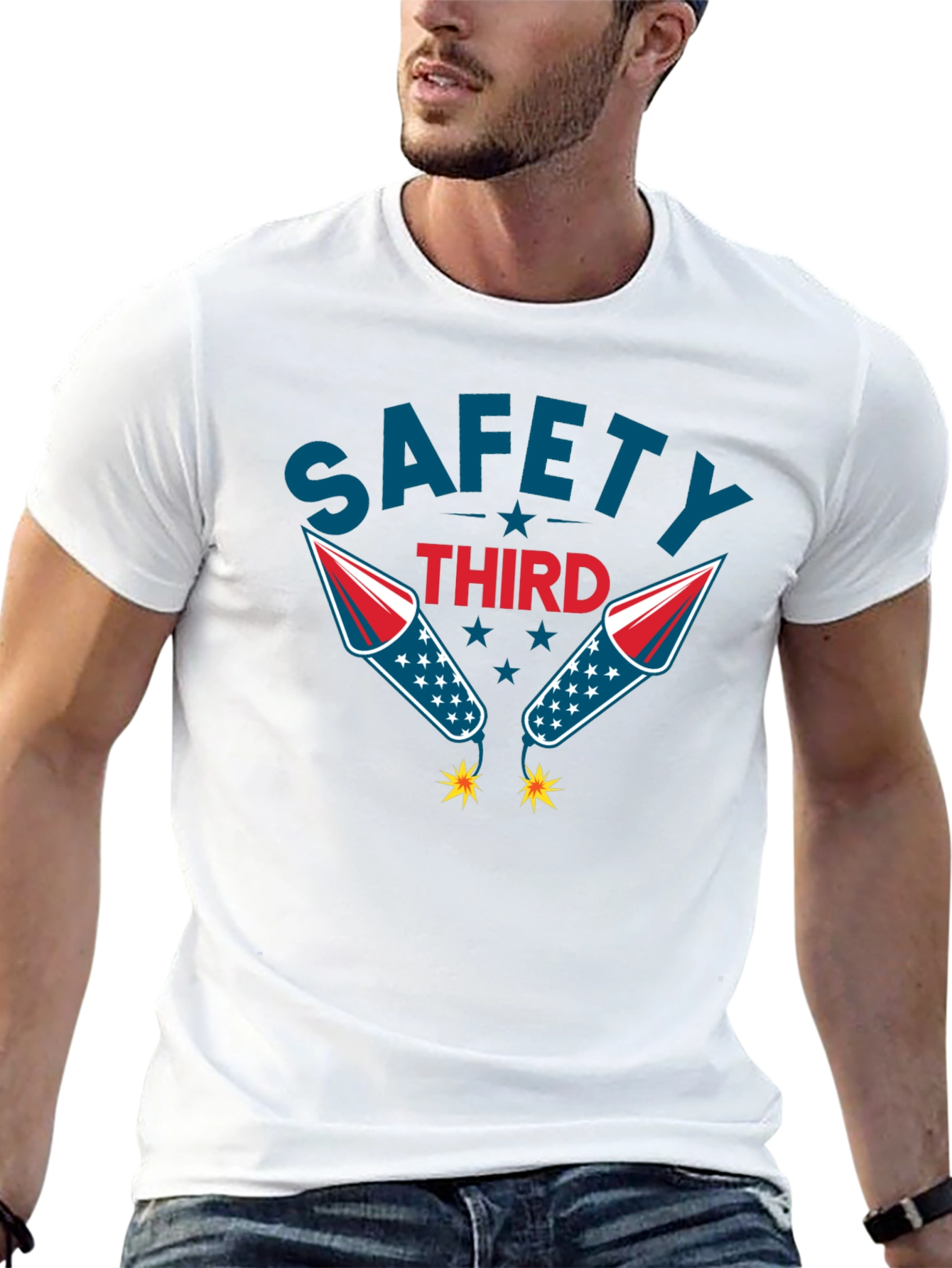 Safety Third Graphic Tee Funny Fireworks T-Shirt