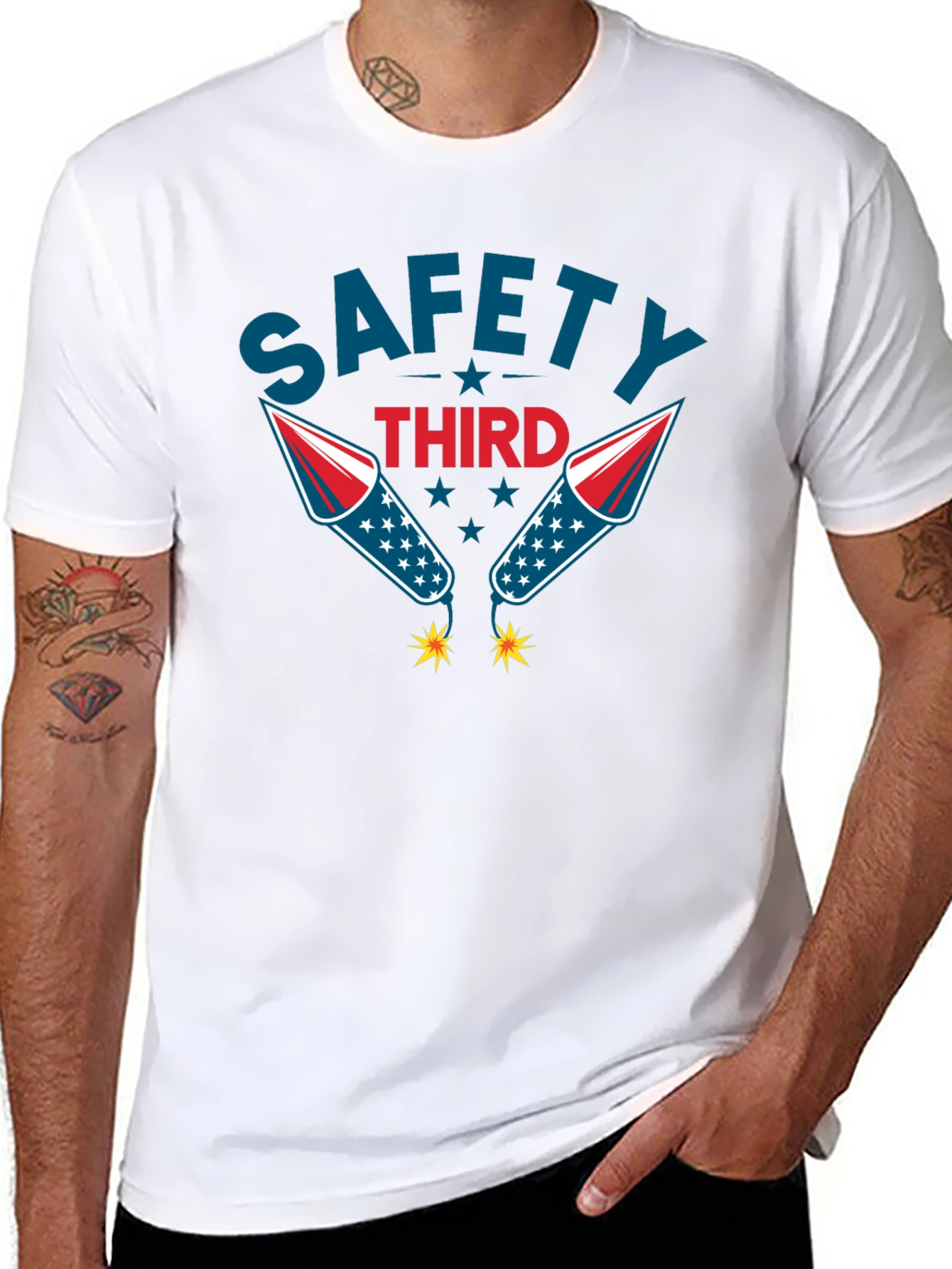 Safety Third Graphic Tee Funny Fireworks T-Shirt