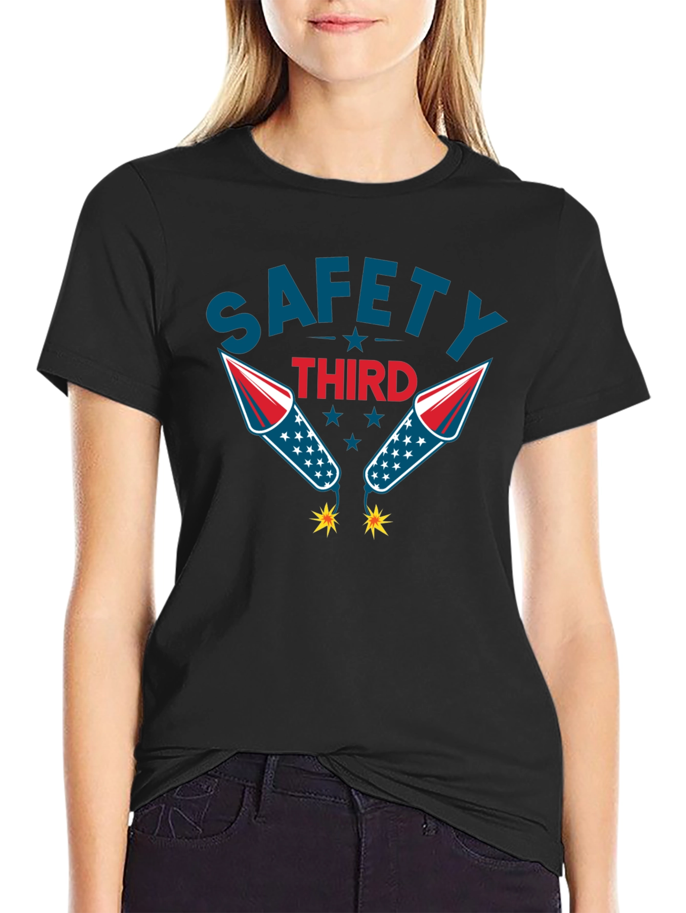 Safety Third Graphic Tee Funny Fireworks T-Shirt