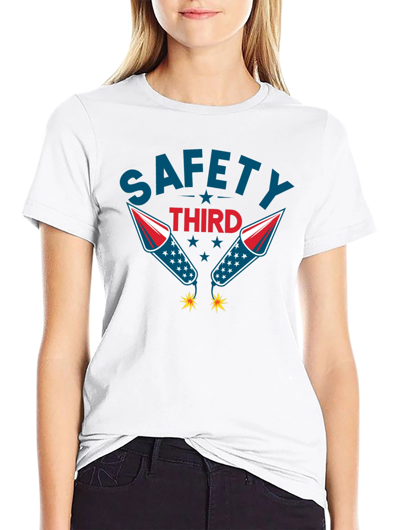 Safety Third Graphic Tee Funny Fireworks T-Shirt