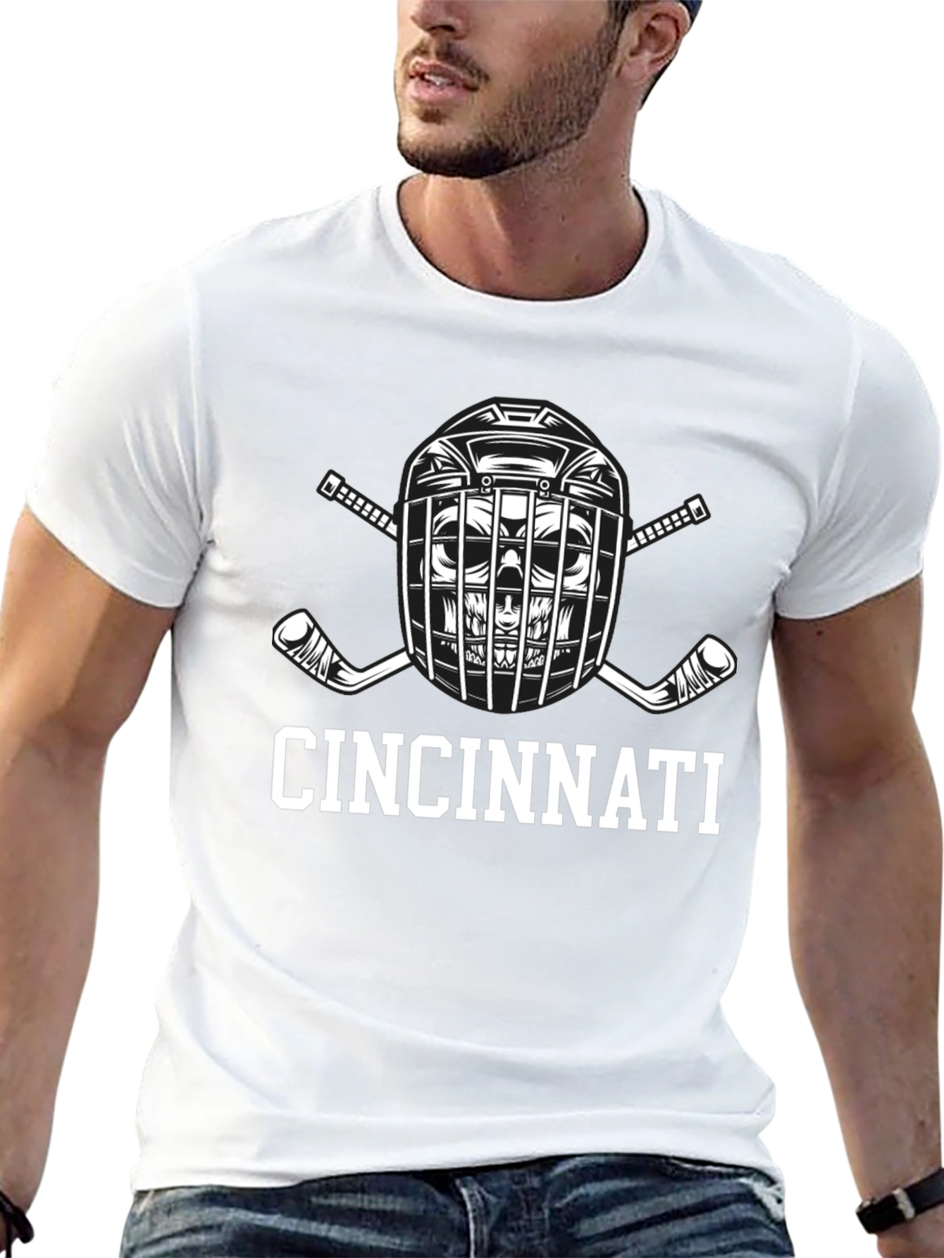 Cincinnati Hockey T-Shirt - Black Crew Neck Tee