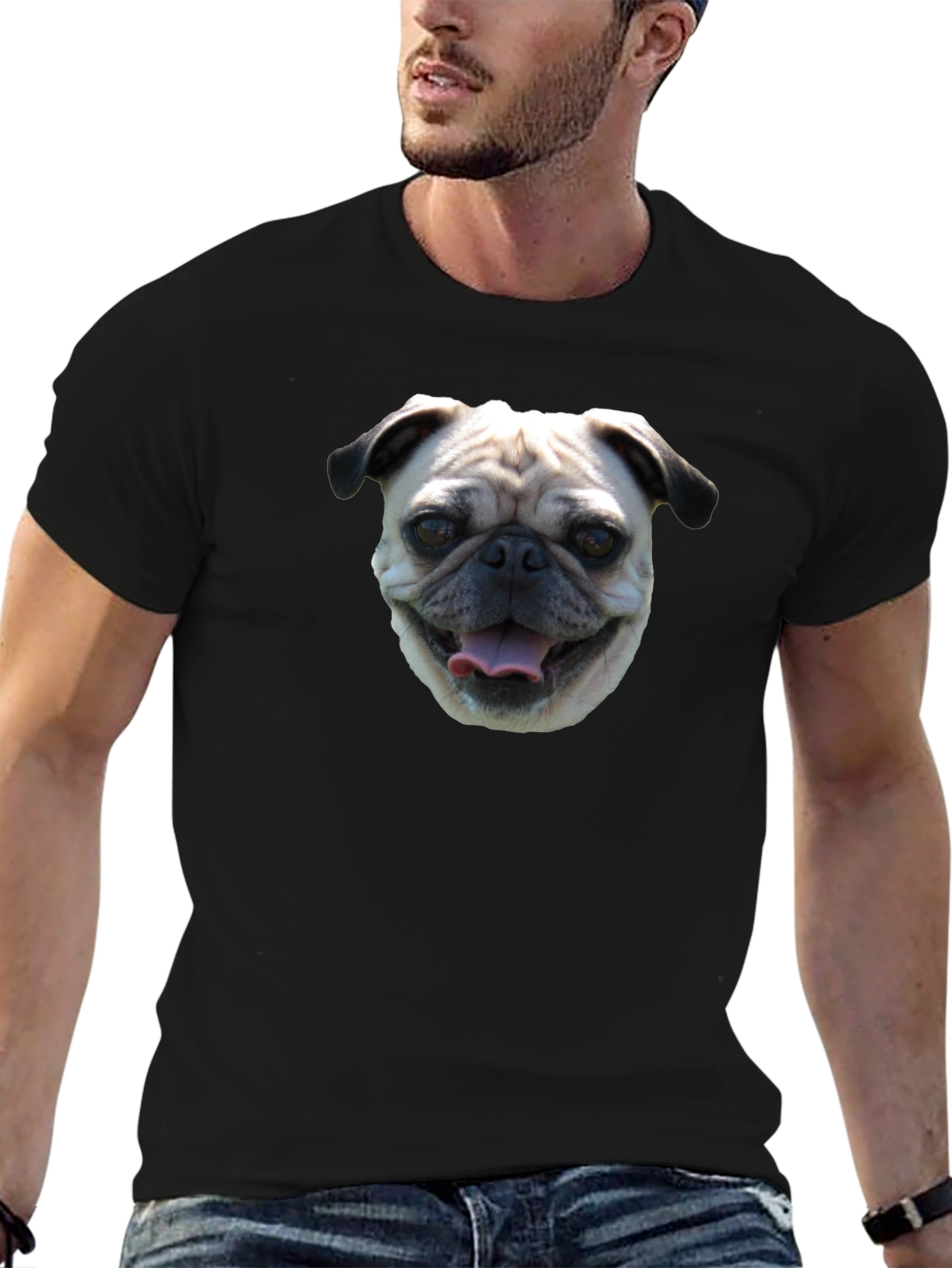 Pug Face Black T-Shirt