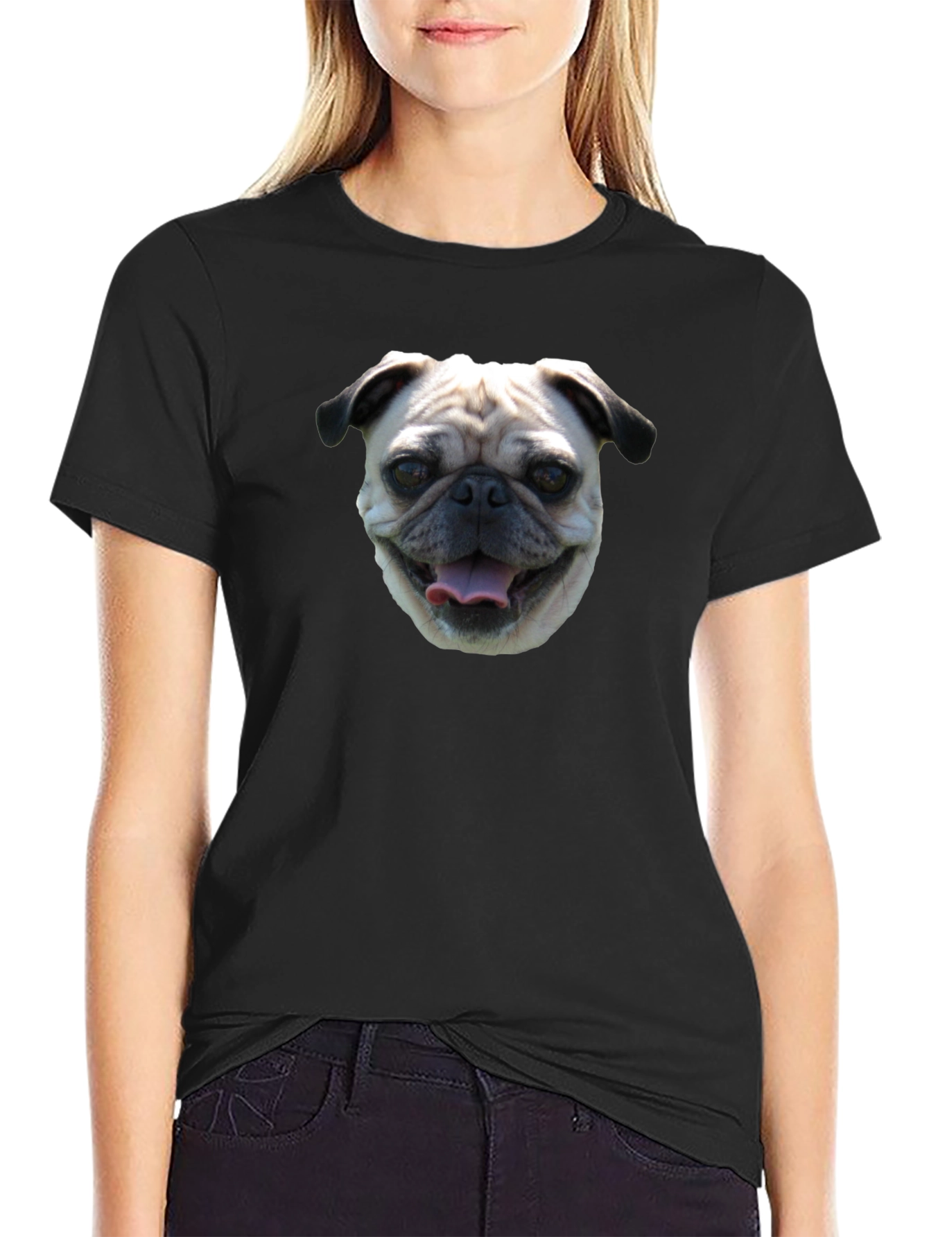Pug Face Black T-Shirt