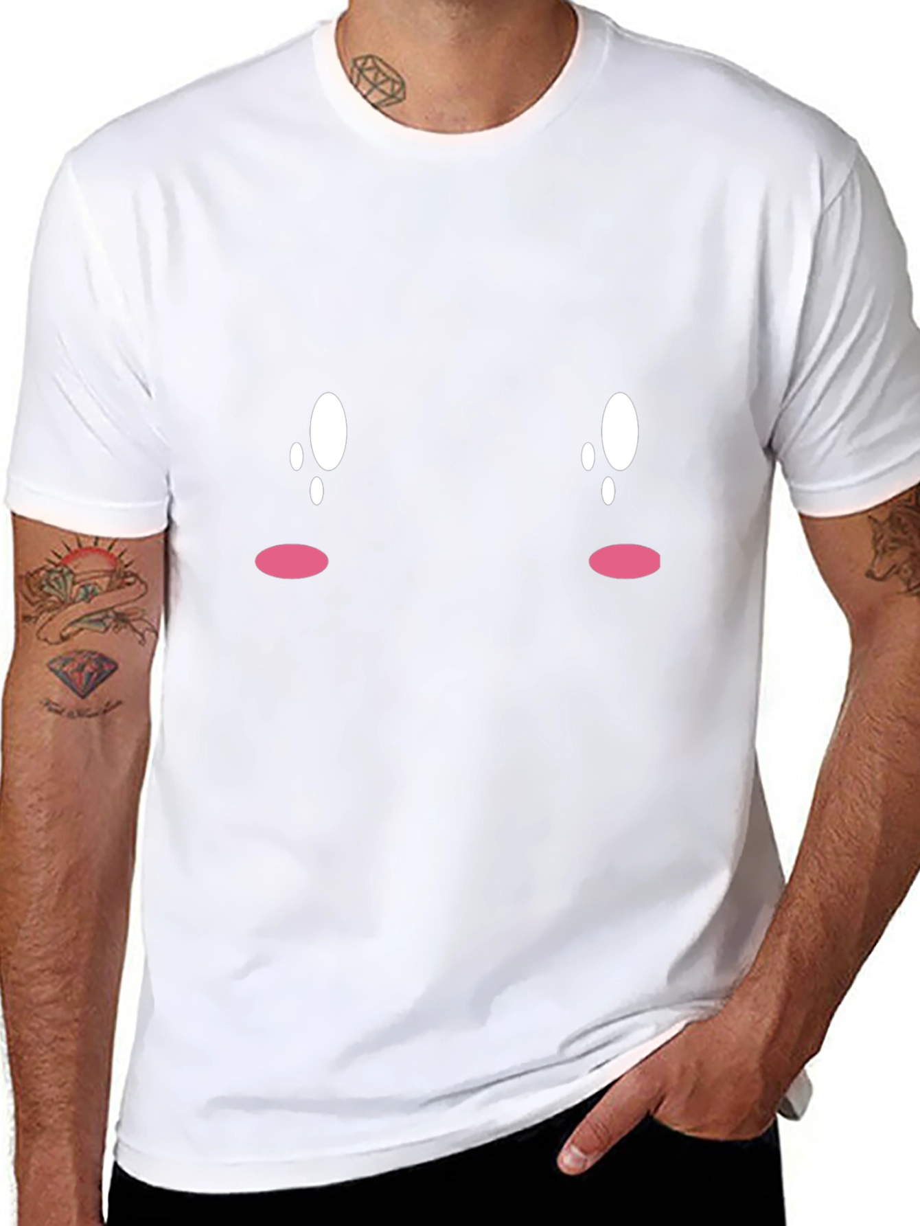 Cute Expression Black Tee - Soft & Comfortable