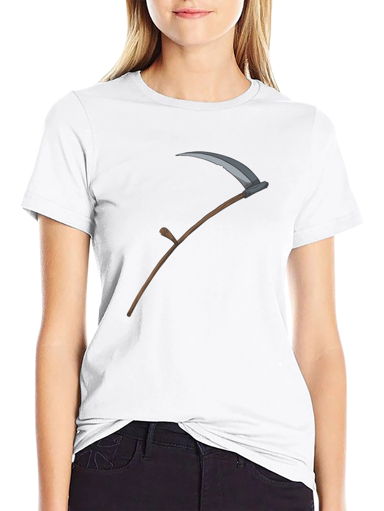 Grim Reaper Scythe Graphic Tee - Black Cotton T-Shirt