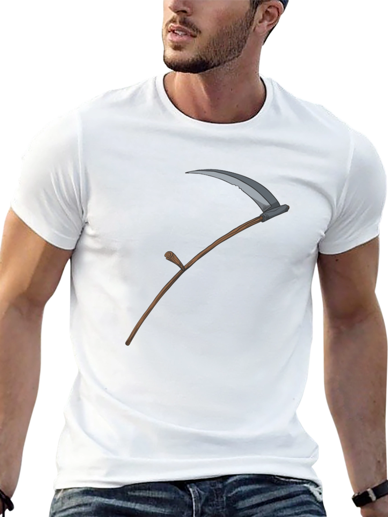Grim Reaper Scythe Graphic Tee - Black Cotton T-Shirt
