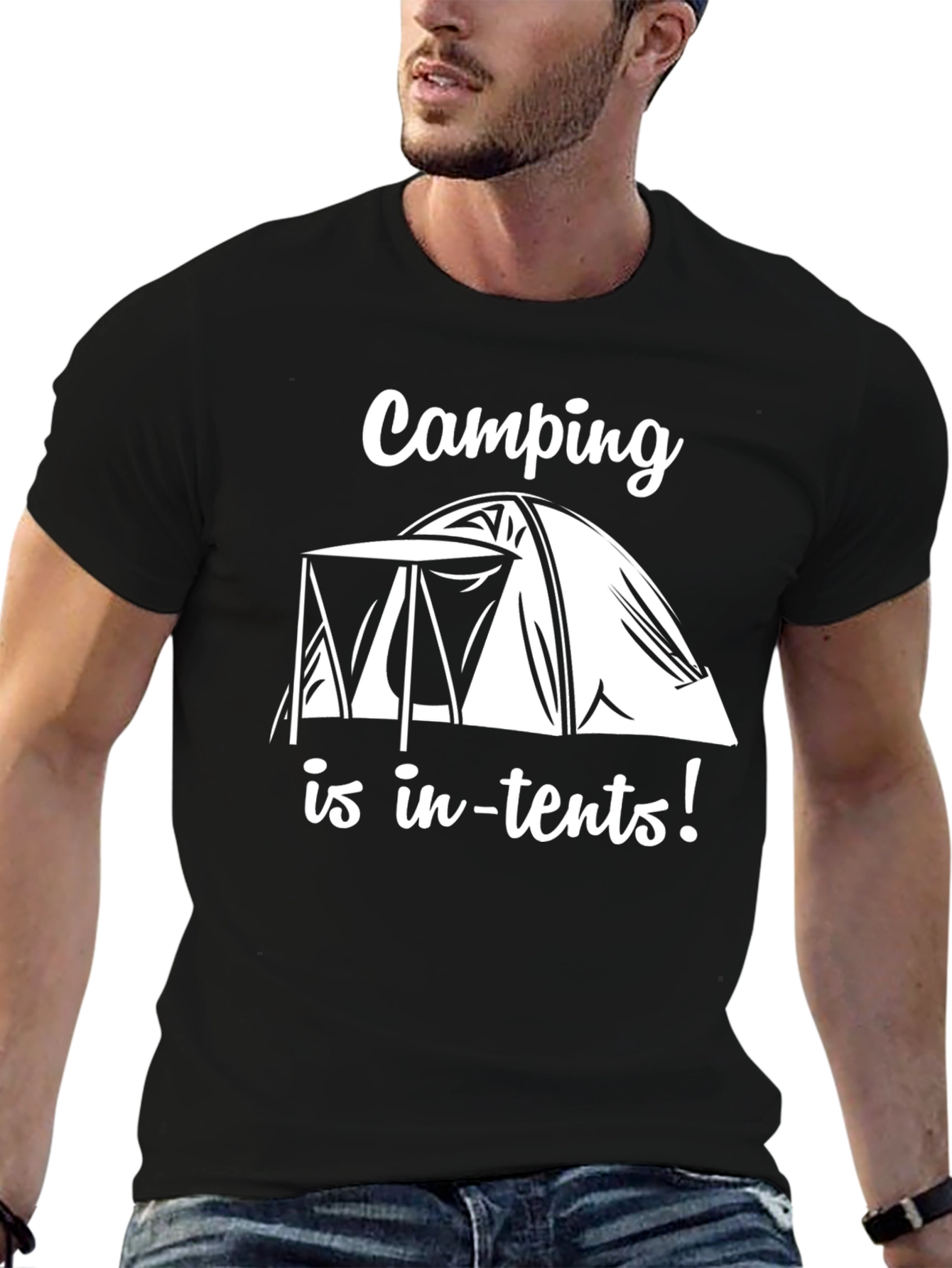 Camping Is In-Tents Black Graphic Tee