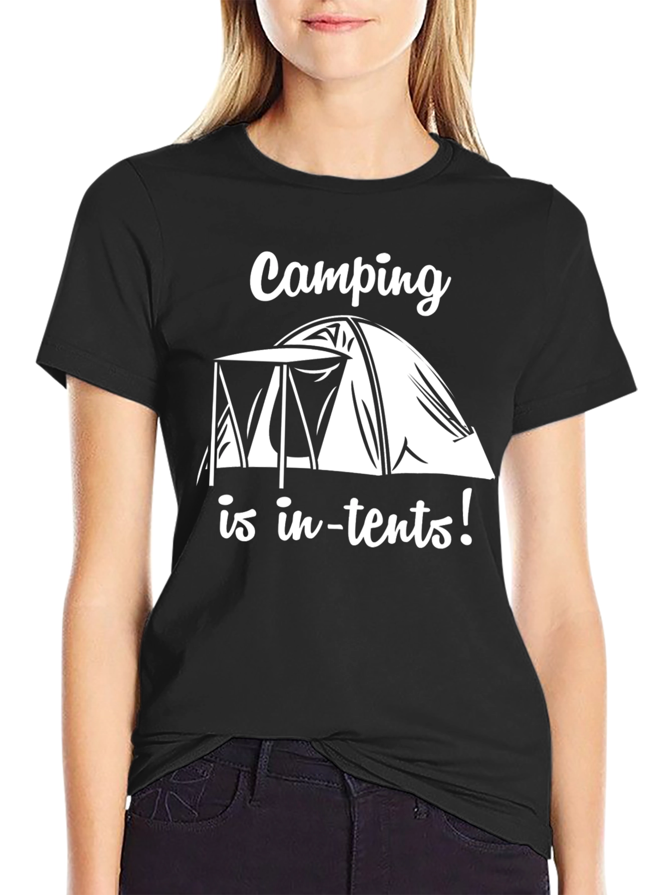 Camping Is In-Tents Black Graphic Tee