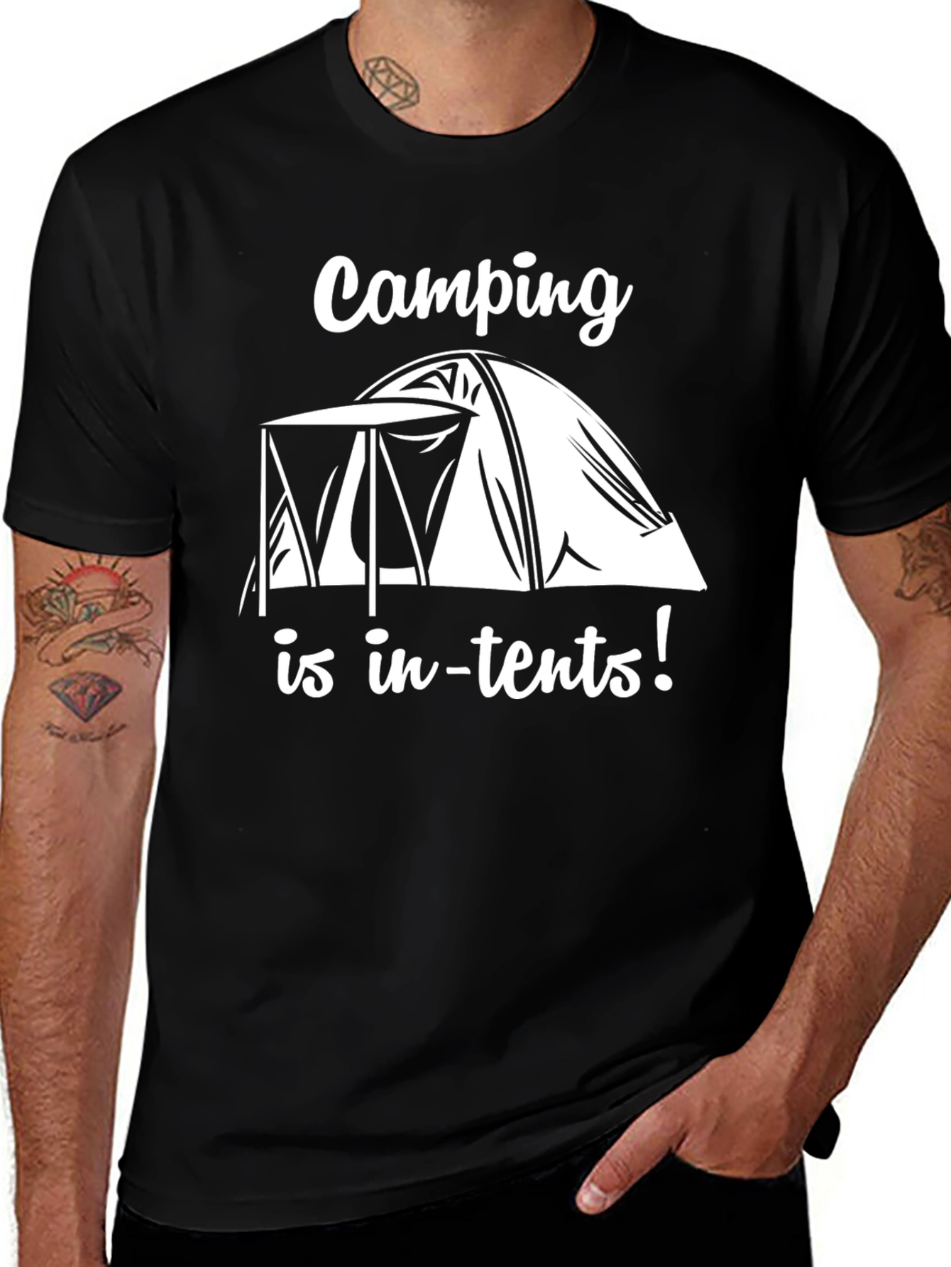 Camping Is In-Tents Black Graphic Tee