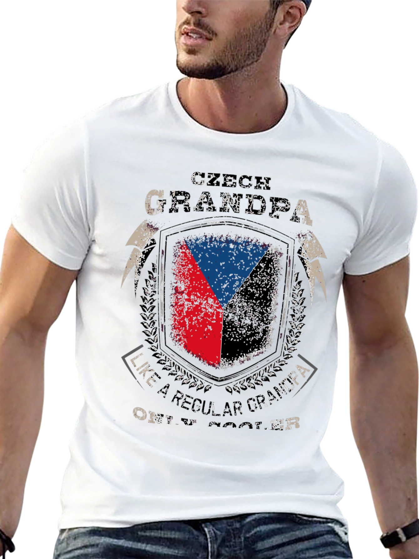 Czech GrandPa T-Shirt - Flag Shield Design
