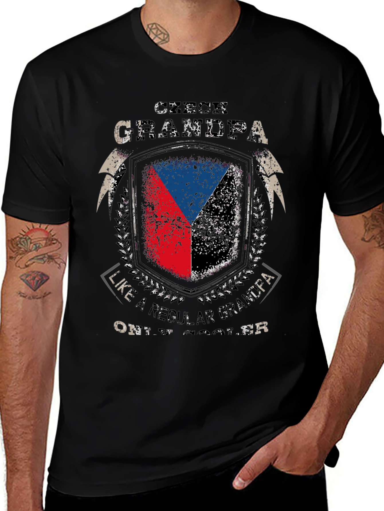 Czech GrandPa T-Shirt - Flag Shield Design