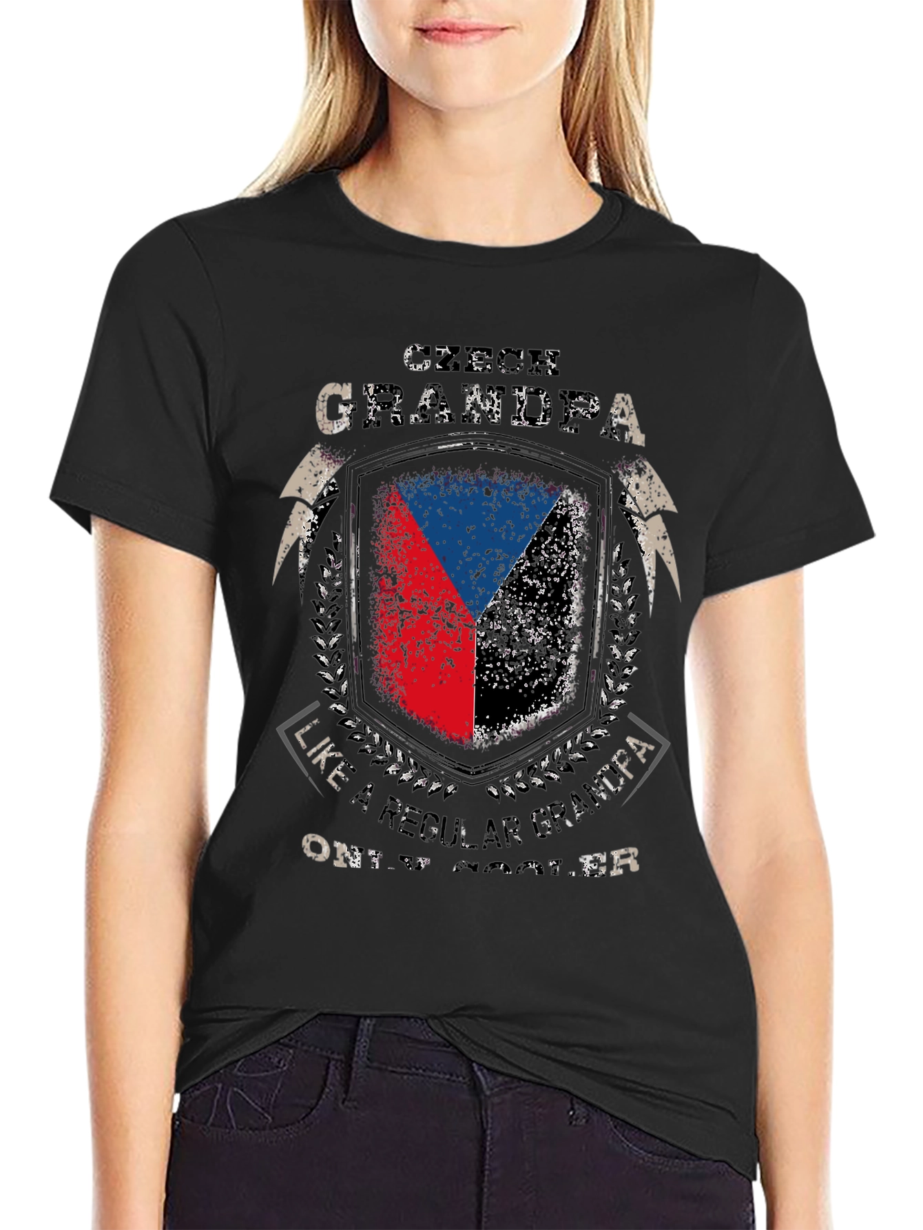 Czech GrandPa T-Shirt - Flag Shield Design