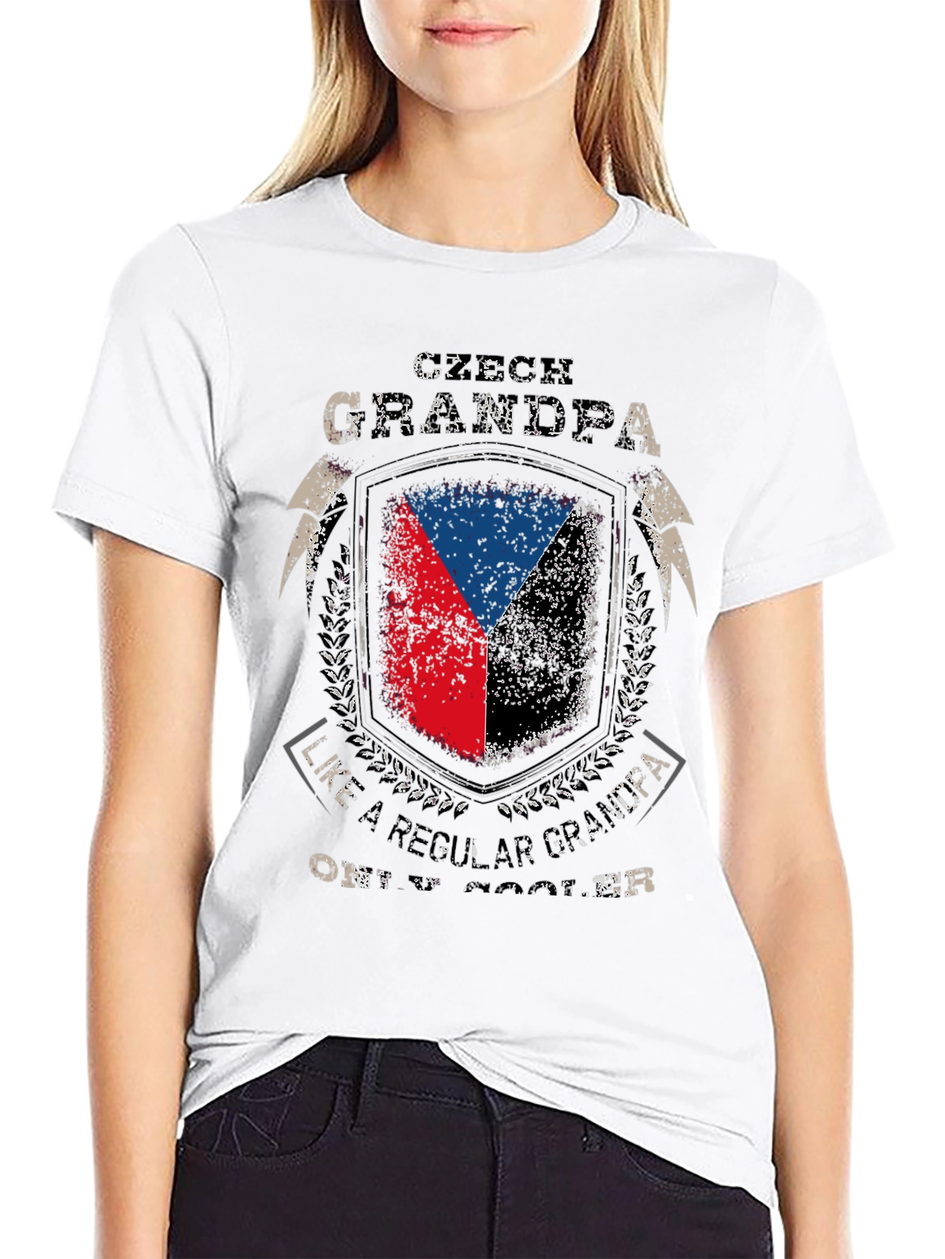 Czech GrandPa T-Shirt - Flag Shield Design