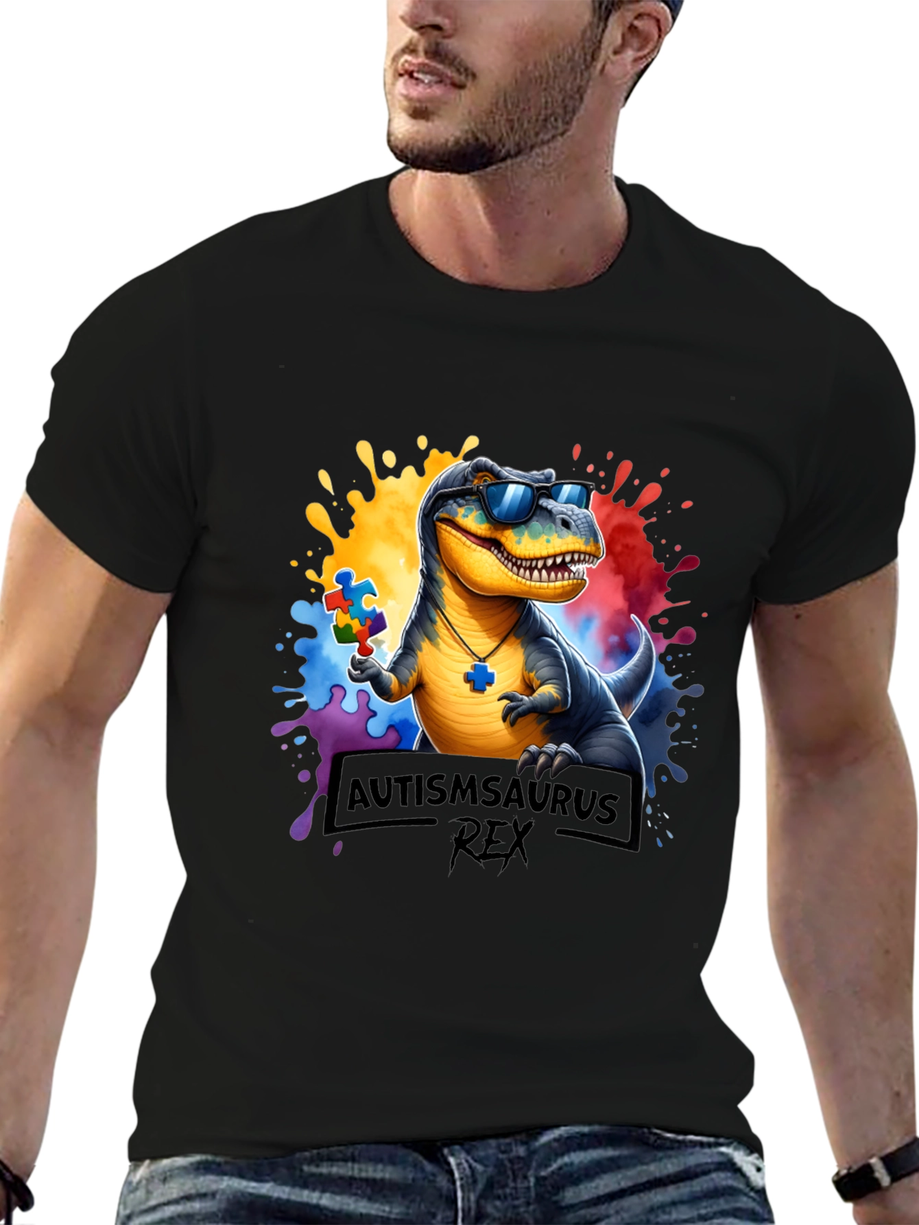 Autismsaurus Rex T-Shirt - Autism Awareness Dinosaur Tee