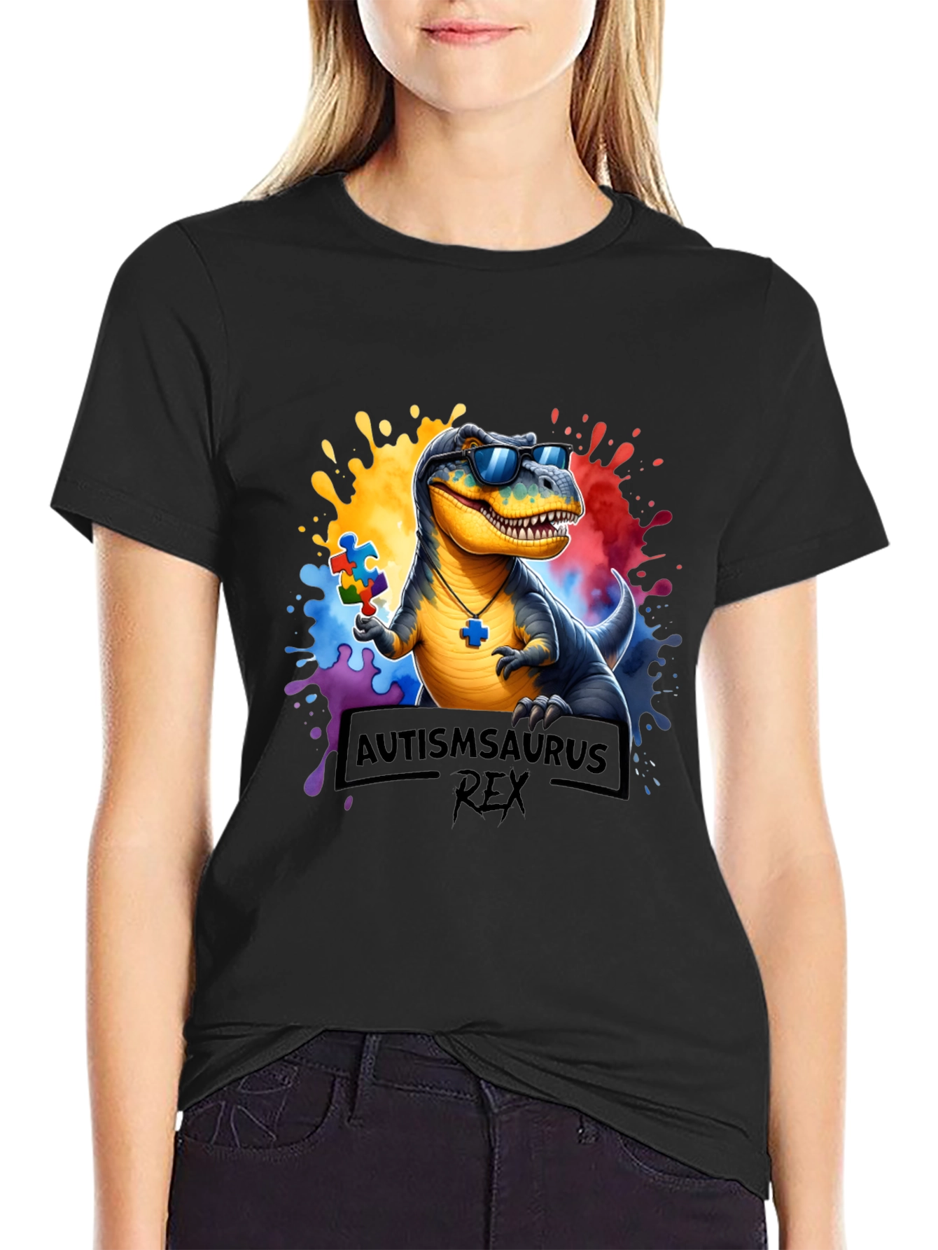 Autismsaurus Rex T-Shirt - Autism Awareness Dinosaur Tee
