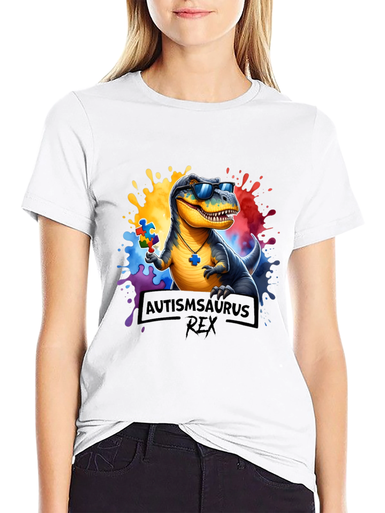 Autismsaurus Rex T-Shirt - Autism Awareness Dinosaur Tee