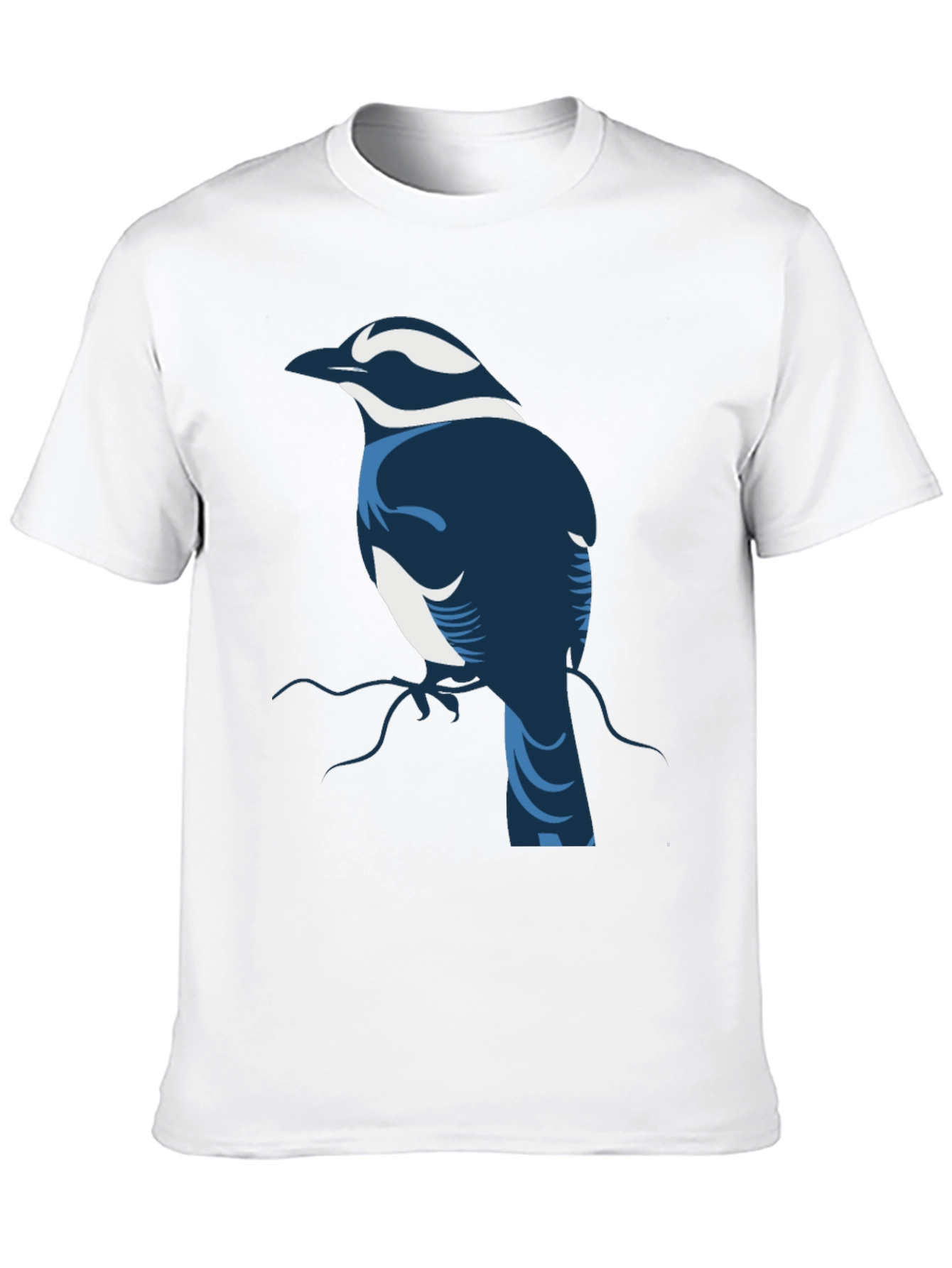 Stylized Bird Graphic Tee - Black Cotton Blend