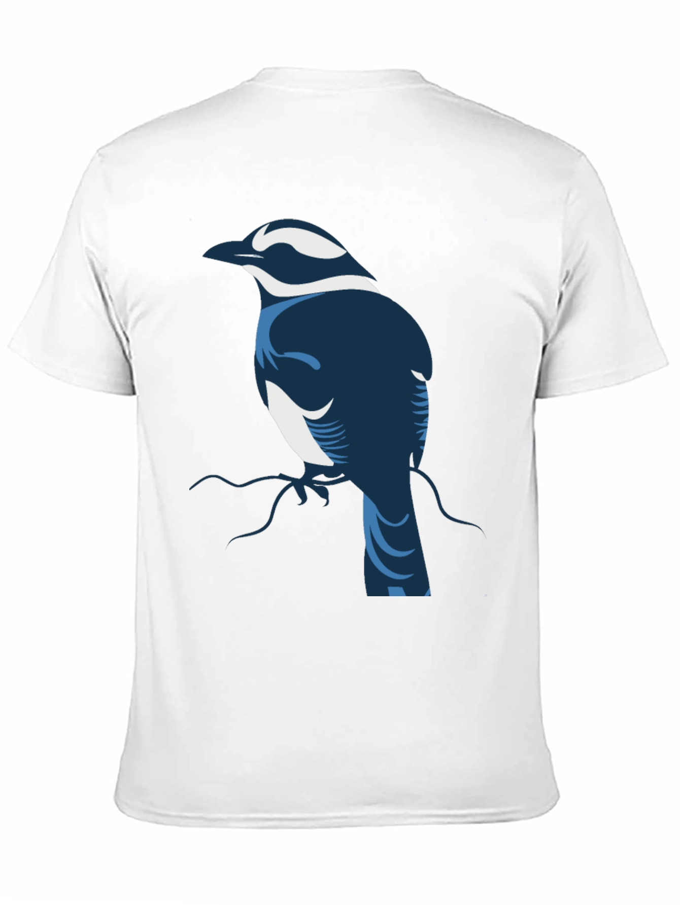 Stylized Bird Graphic Tee - Black Cotton Blend