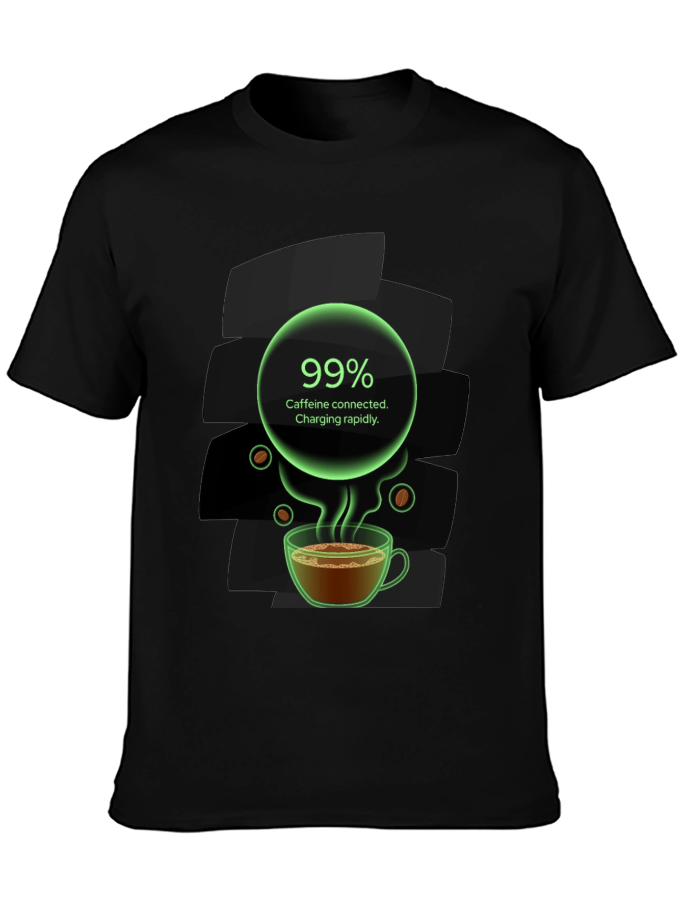 Caffeine Charging T-Shirt - 99% Charged!