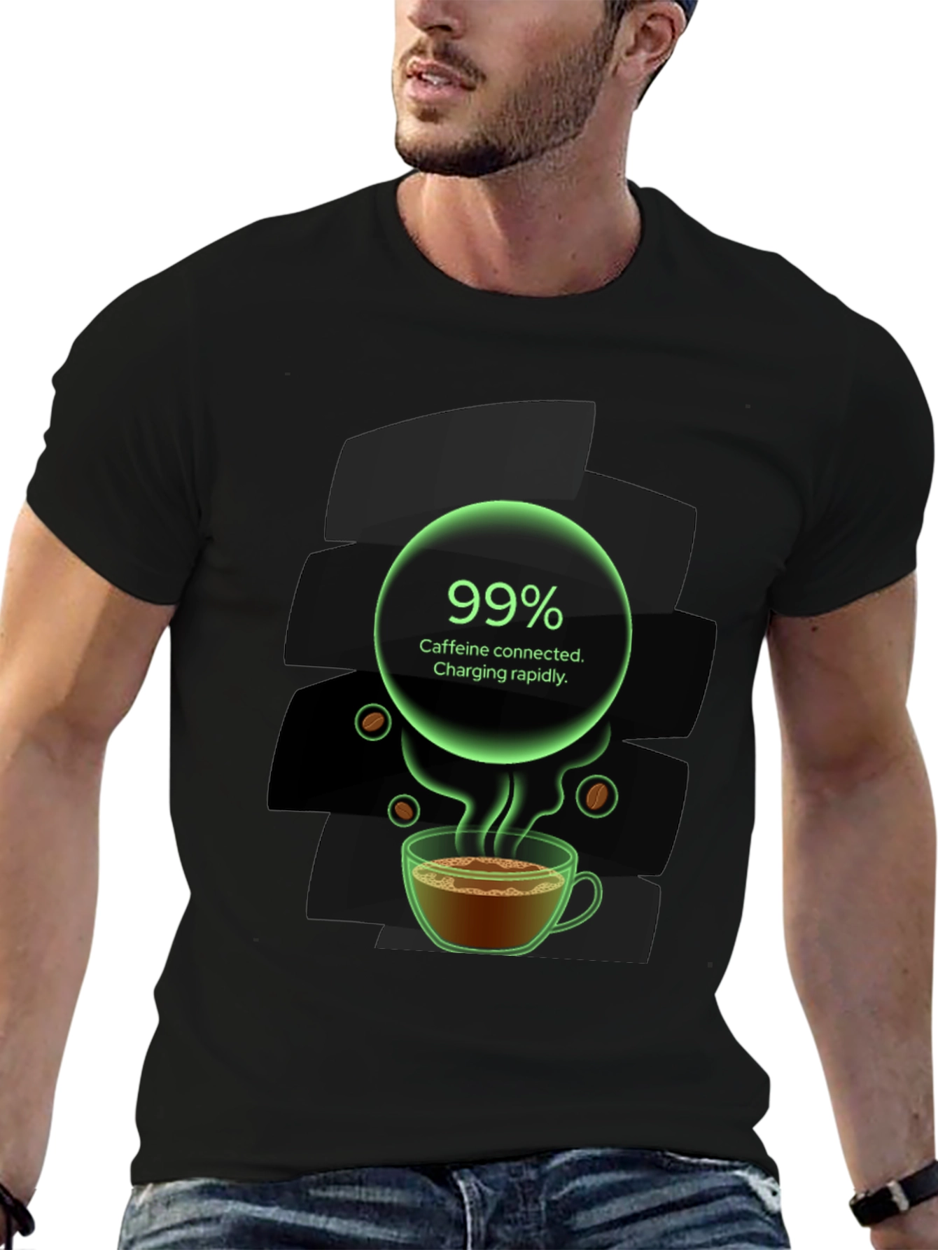 Caffeine Charging T-Shirt - 99% Charged!