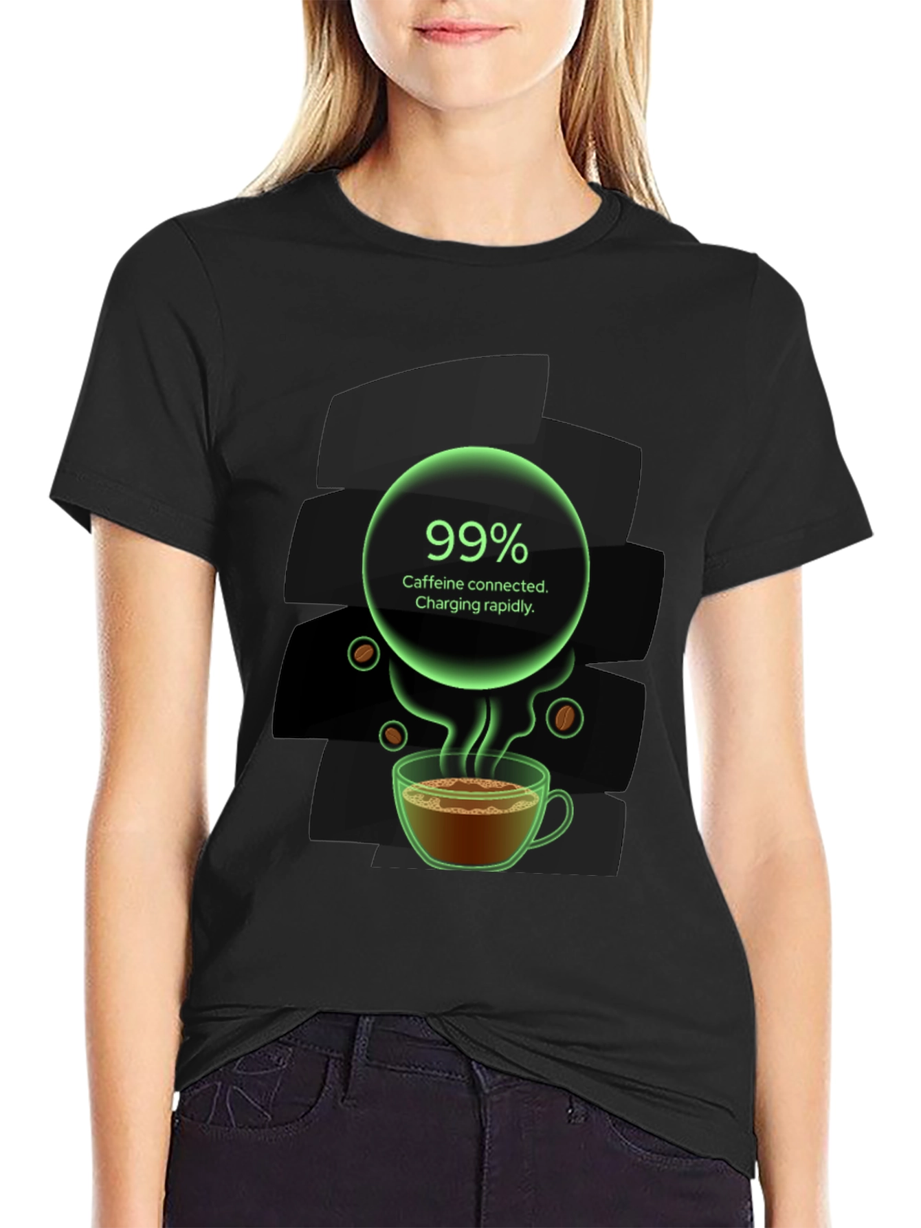 Caffeine Charging T-Shirt - 99% Charged!