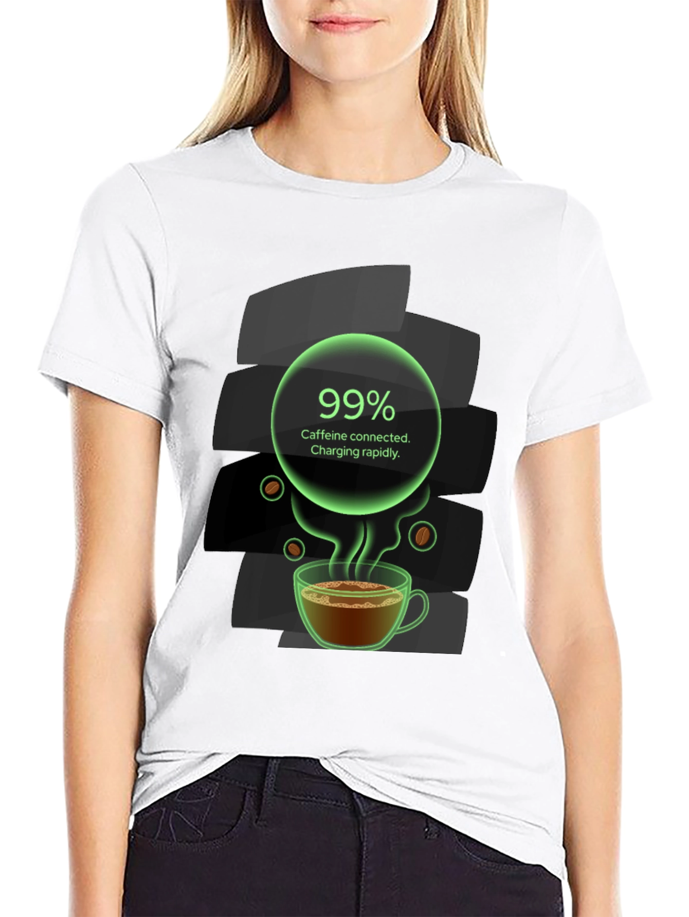 Caffeine Charging T-Shirt - 99% Charged!