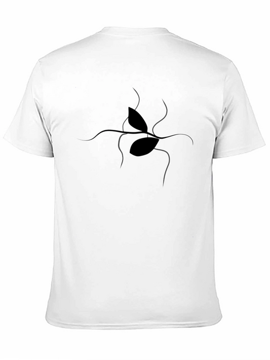 Black T-Shirt with Abstract Plant Design