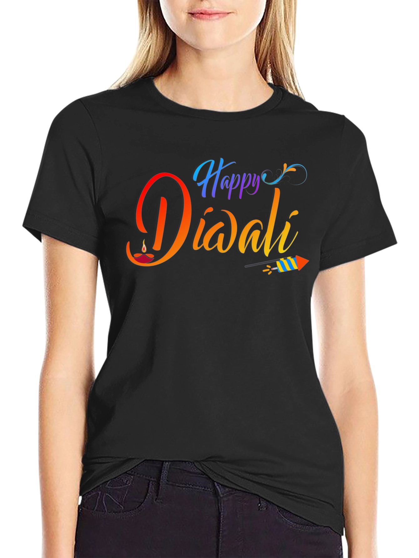 Happy Diwali Black Graphic Tee