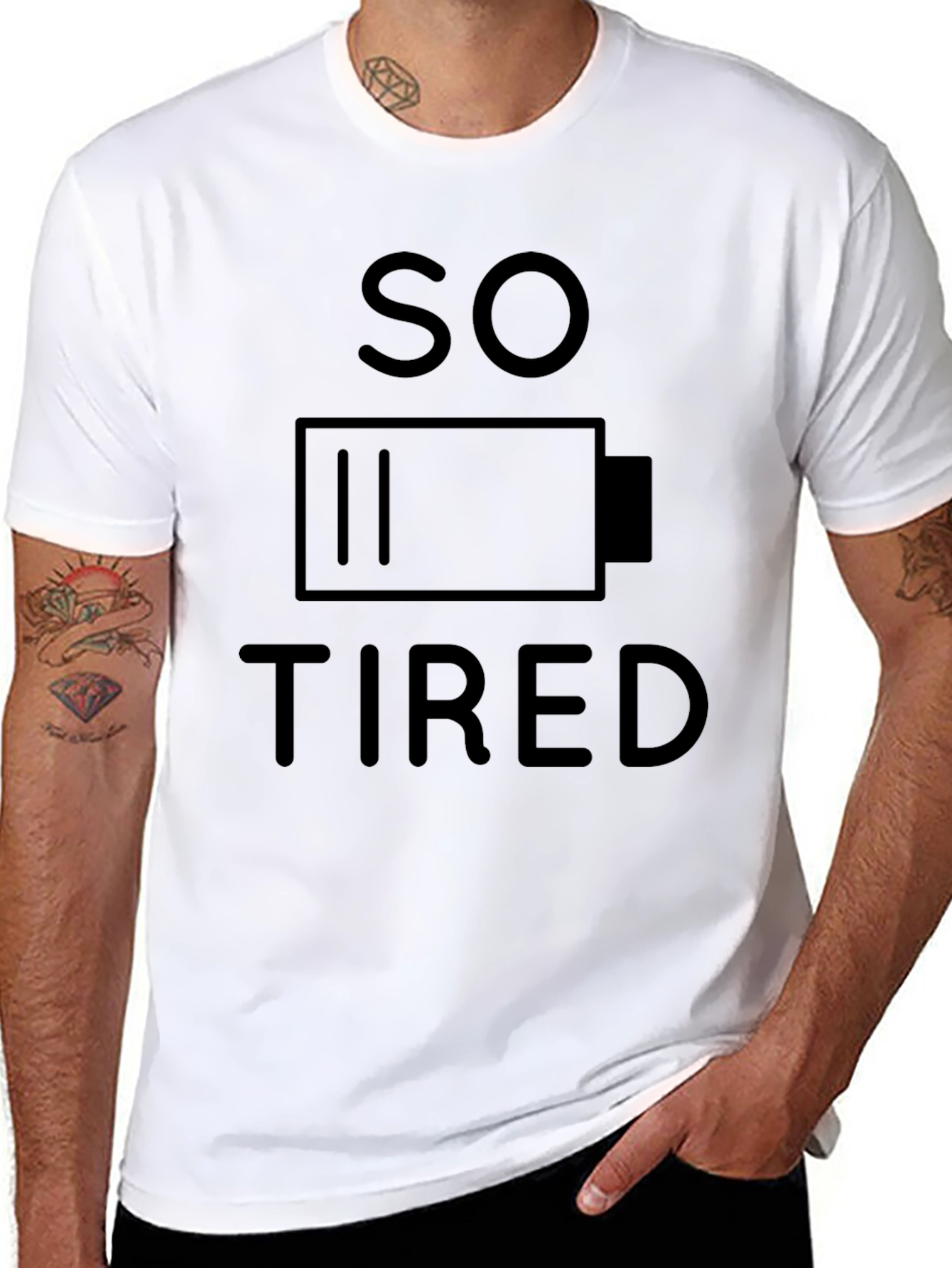 So Tired Black Graphic T-Shirt
