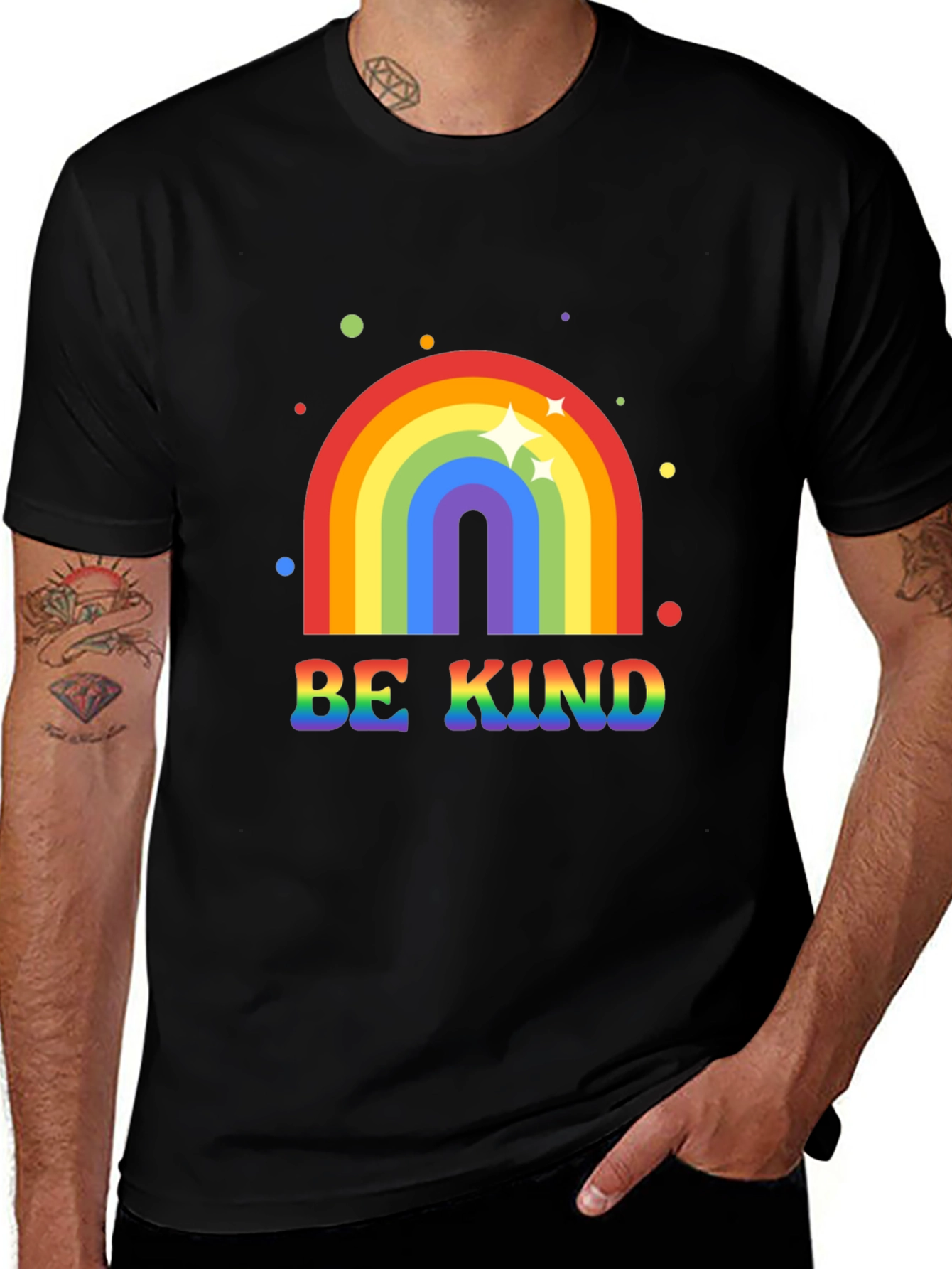 Be Kind Rainbow Graphic Tee - Black T-Shirt
