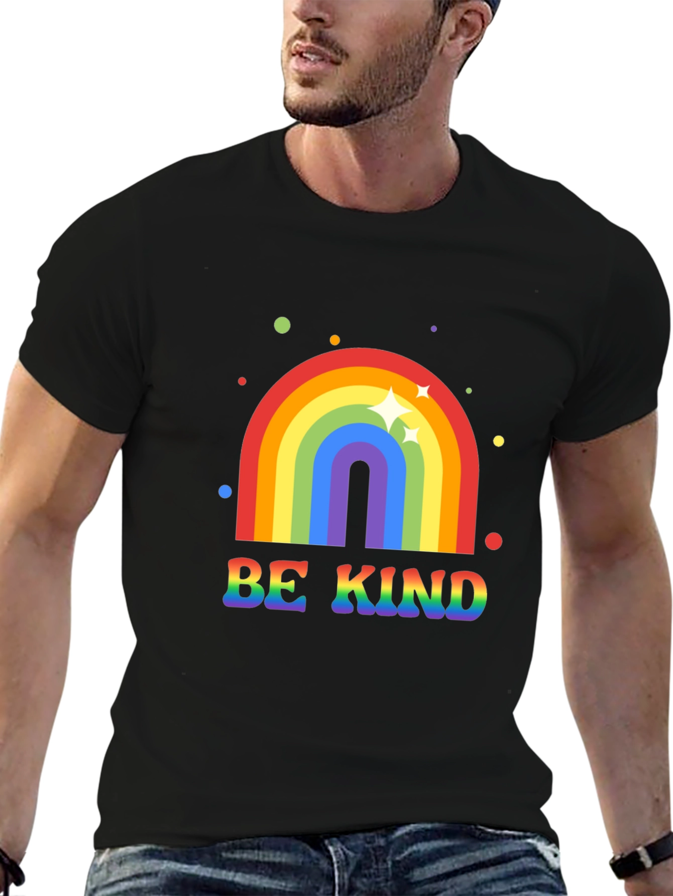 Be Kind Rainbow Graphic Tee - Black T-Shirt