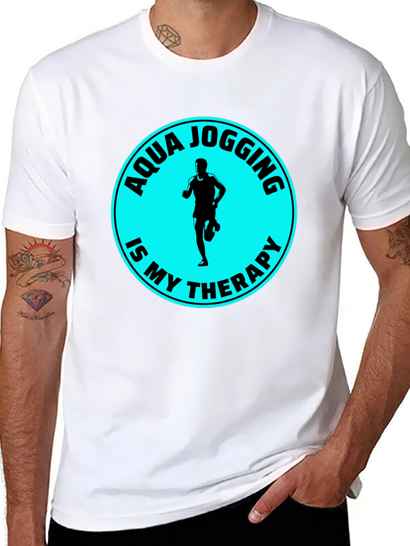 Aqua Jogging Therapy T-Shirt - Black Graphic Tee
