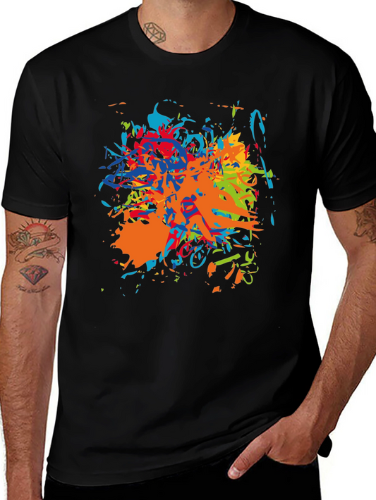 Abstract Paint Splatter Black T-Shirt