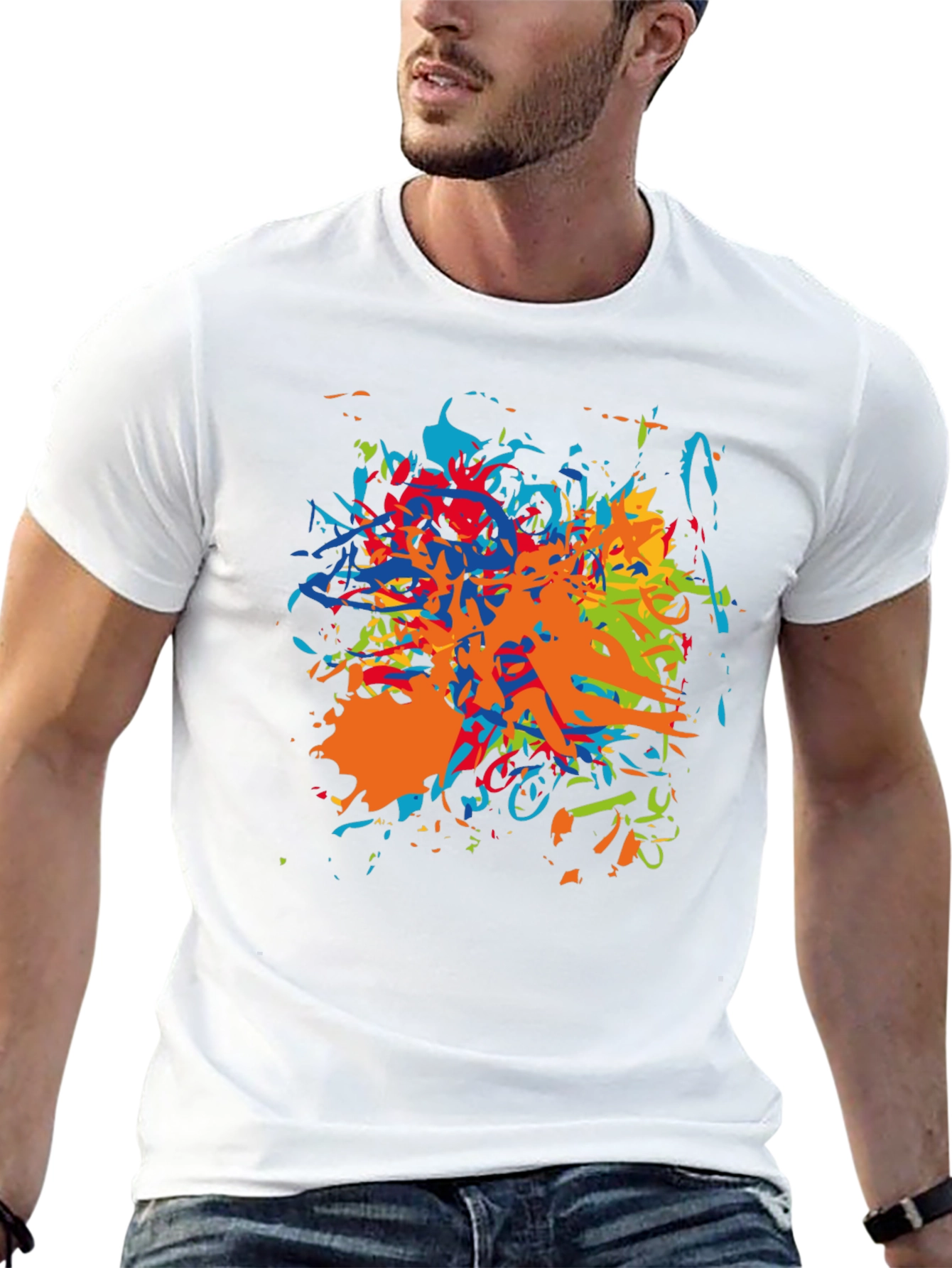 Abstract Paint Splatter Black T-Shirt