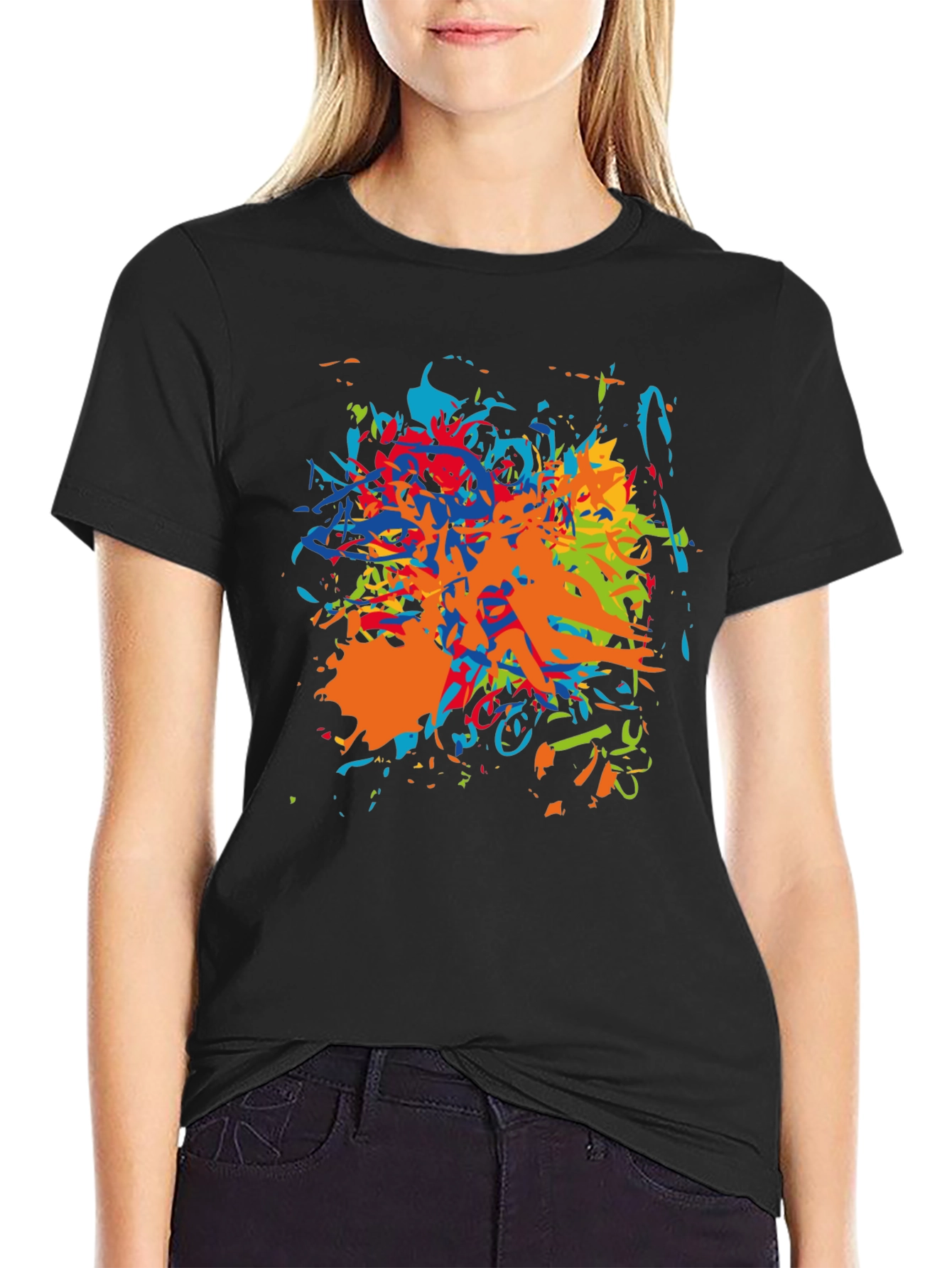 Abstract Paint Splatter Black T-Shirt