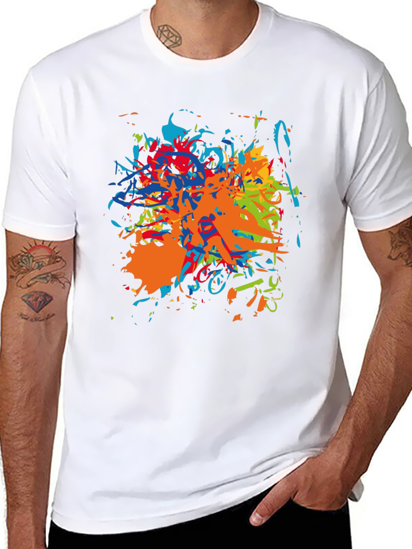 Abstract Paint Splatter Black T-Shirt