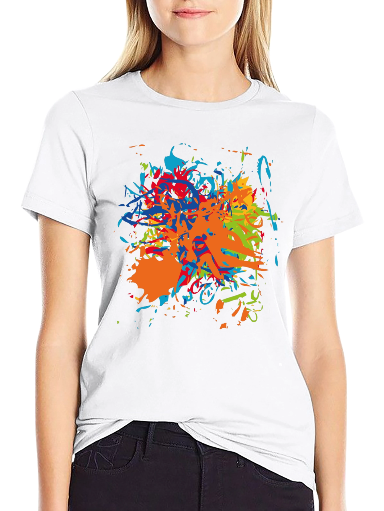 Abstract Paint Splatter Black T-Shirt