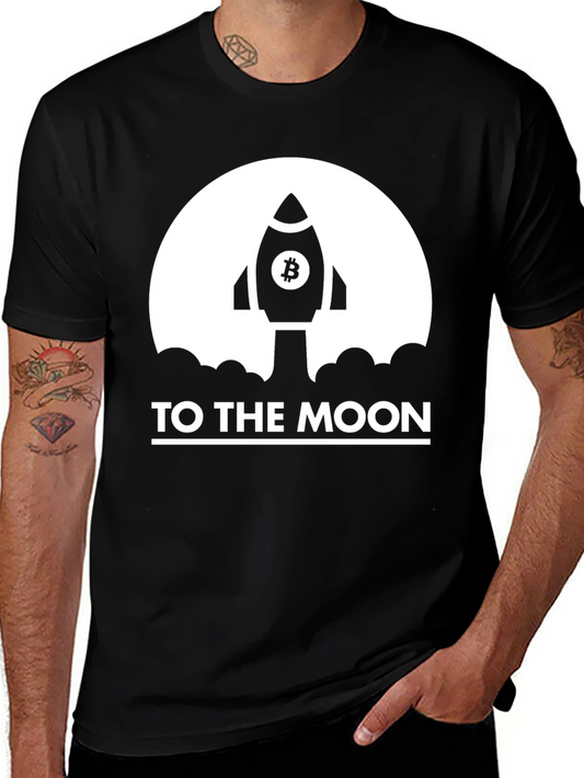 Bitcoin Rocket To The Moon Black T-Shirt