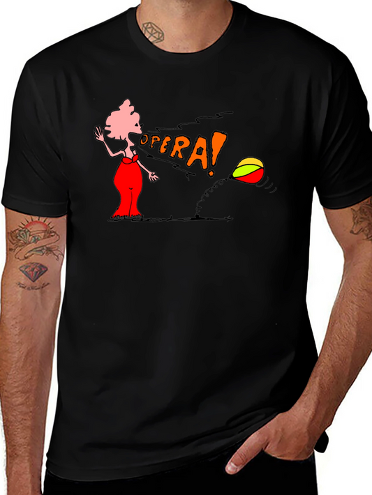 Opera Cartoon Graphic Tee - Black