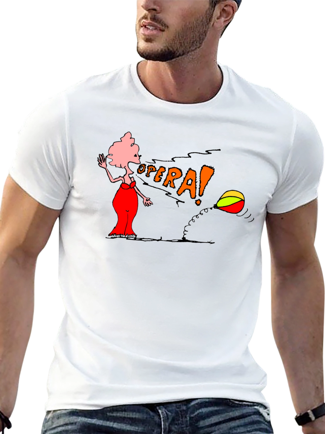 Opera Cartoon Graphic Tee - Black
