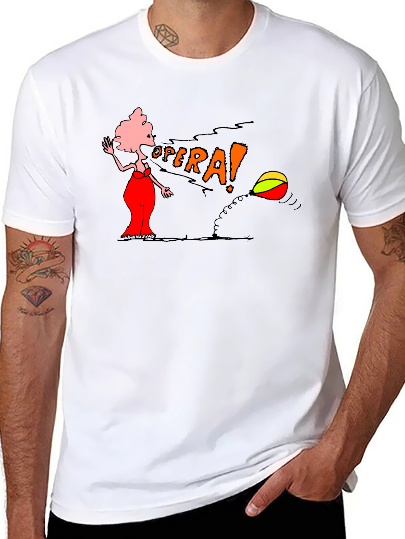 Opera Cartoon Graphic Tee - Black