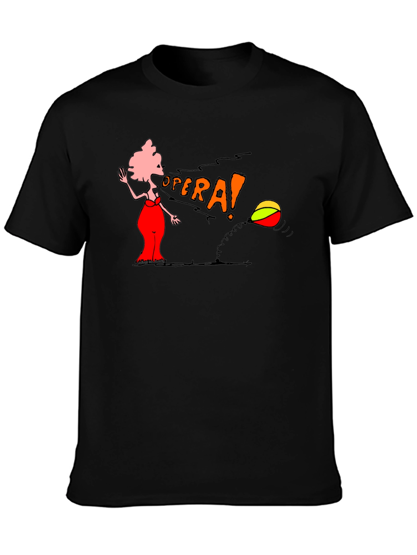 Opera Cartoon Graphic Tee - Black