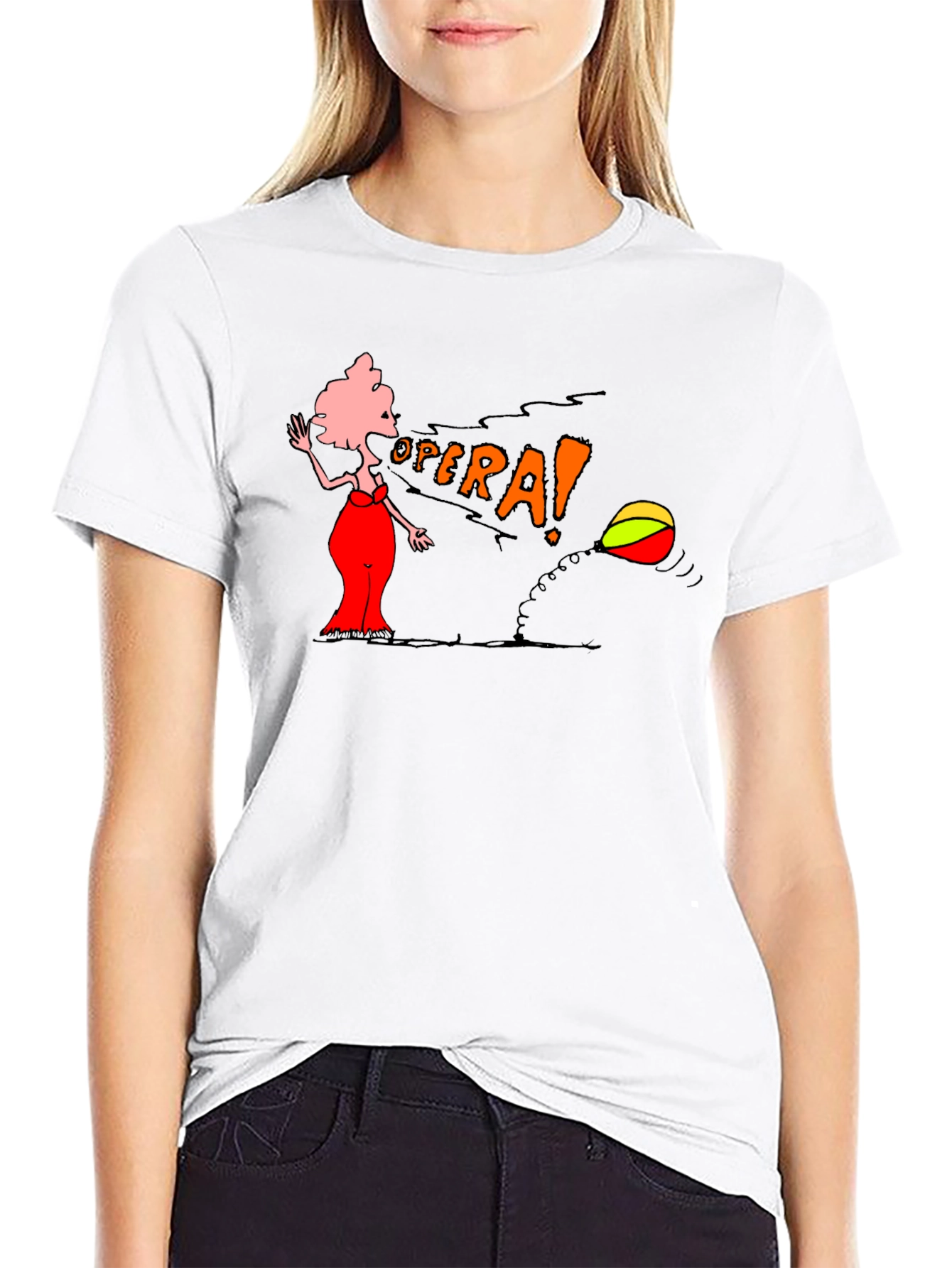 Opera Cartoon Graphic Tee - Black