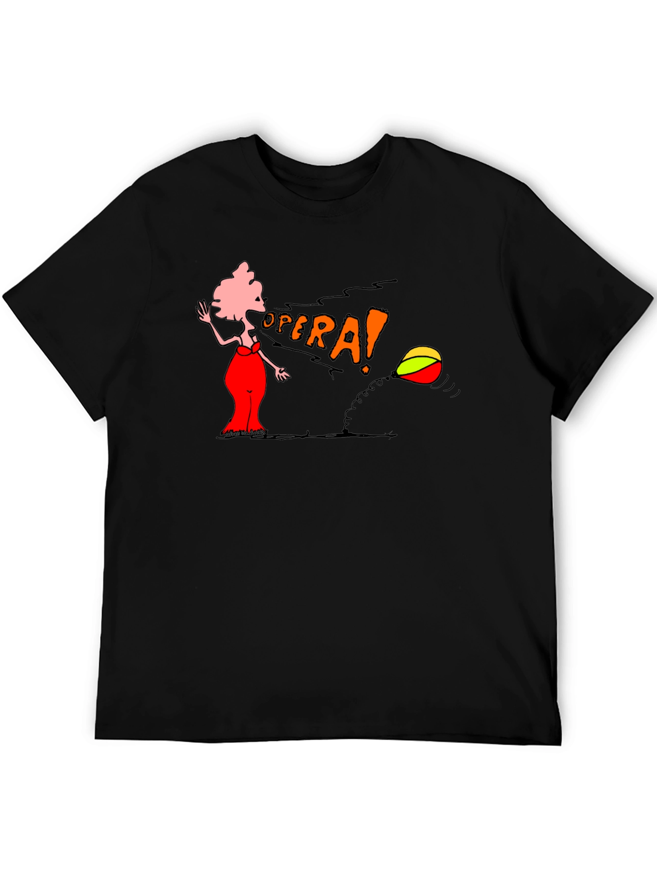 Opera Cartoon Graphic Tee - Black