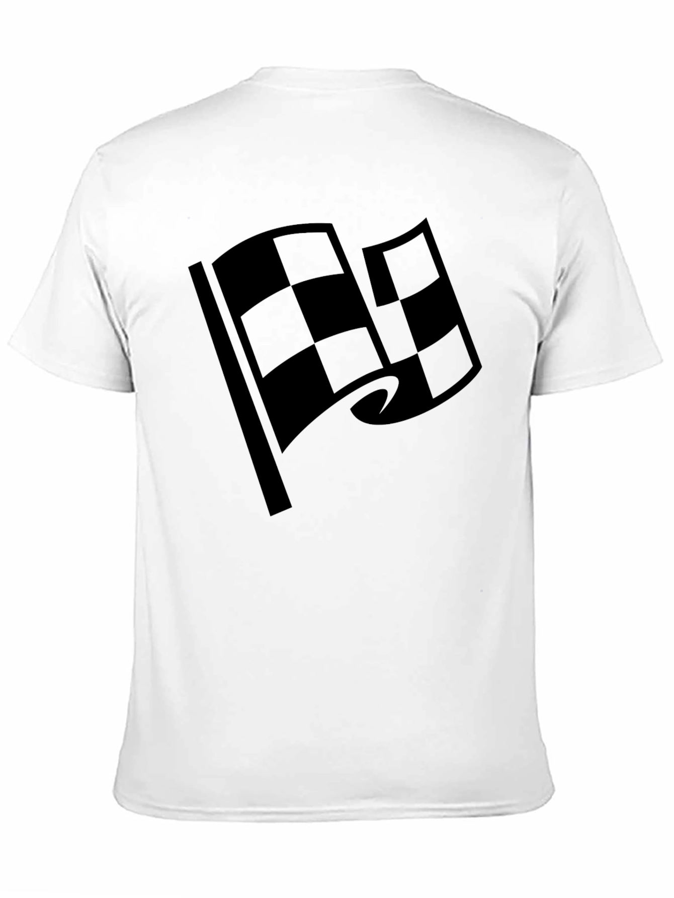 Black Racing Flag Graphic Tee - Checkered Design
