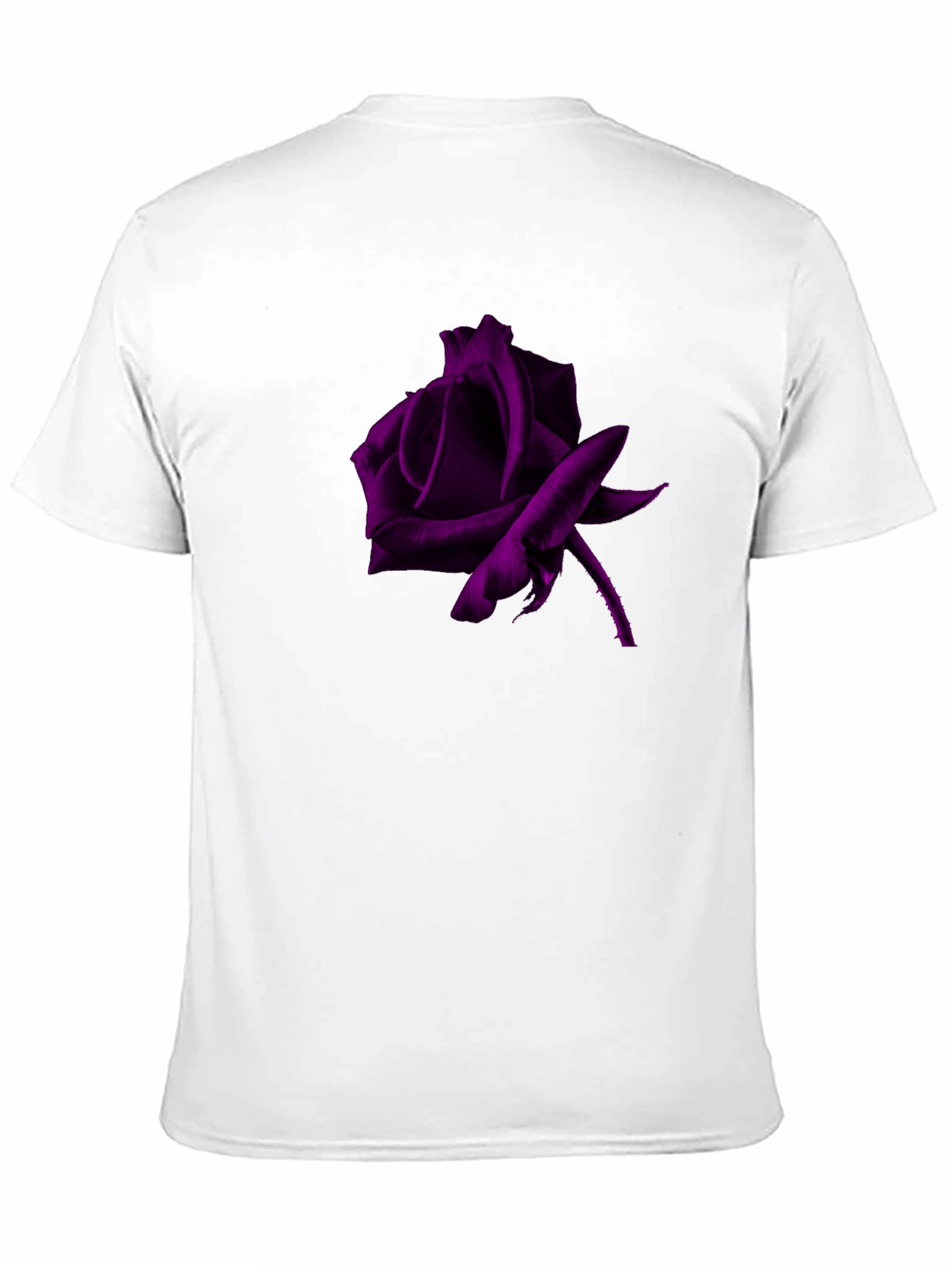 Black T-Shirt with Purple Rose Graphic