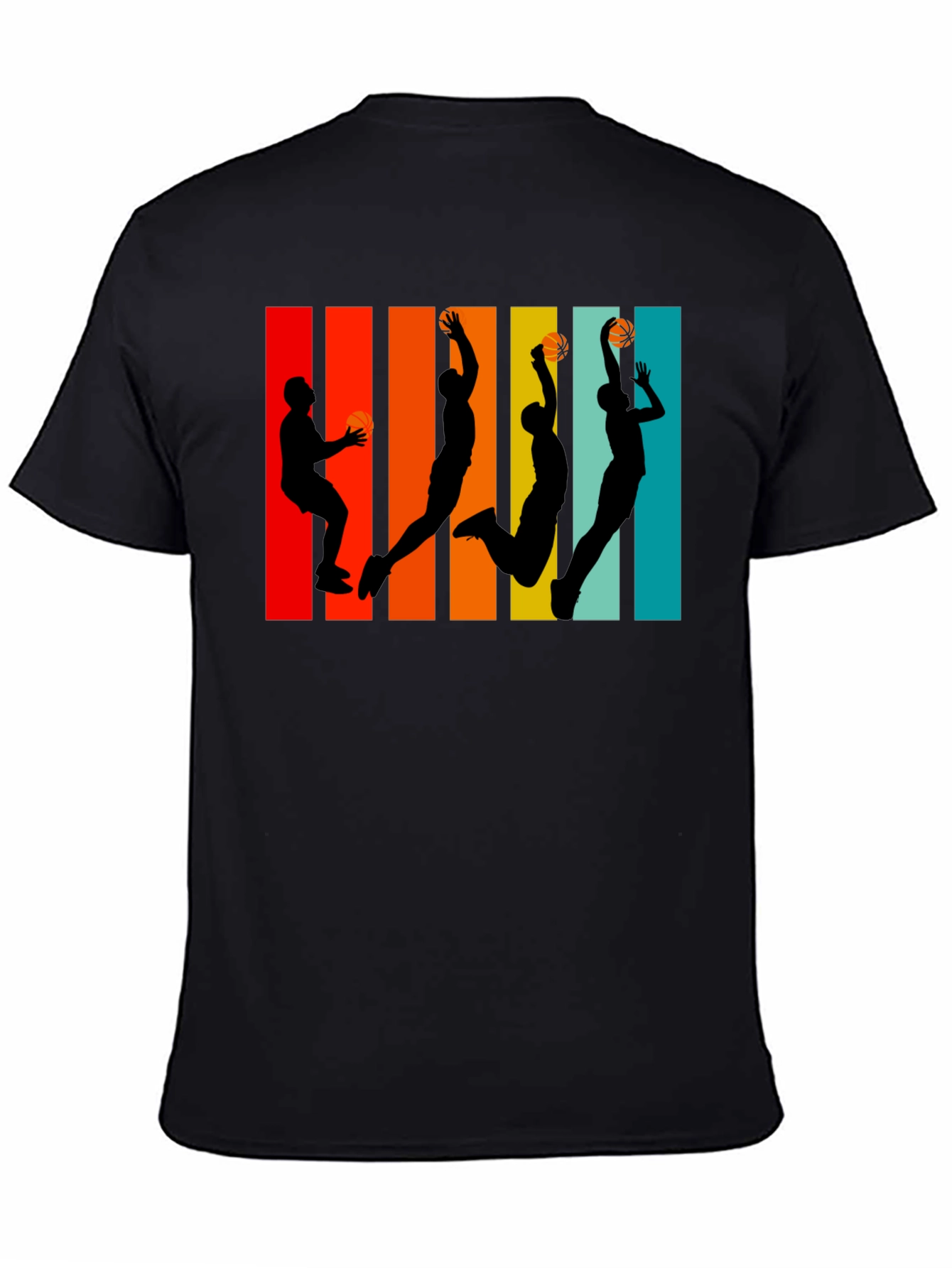 Retro Basketball Silhouette Graphic Tee - Black