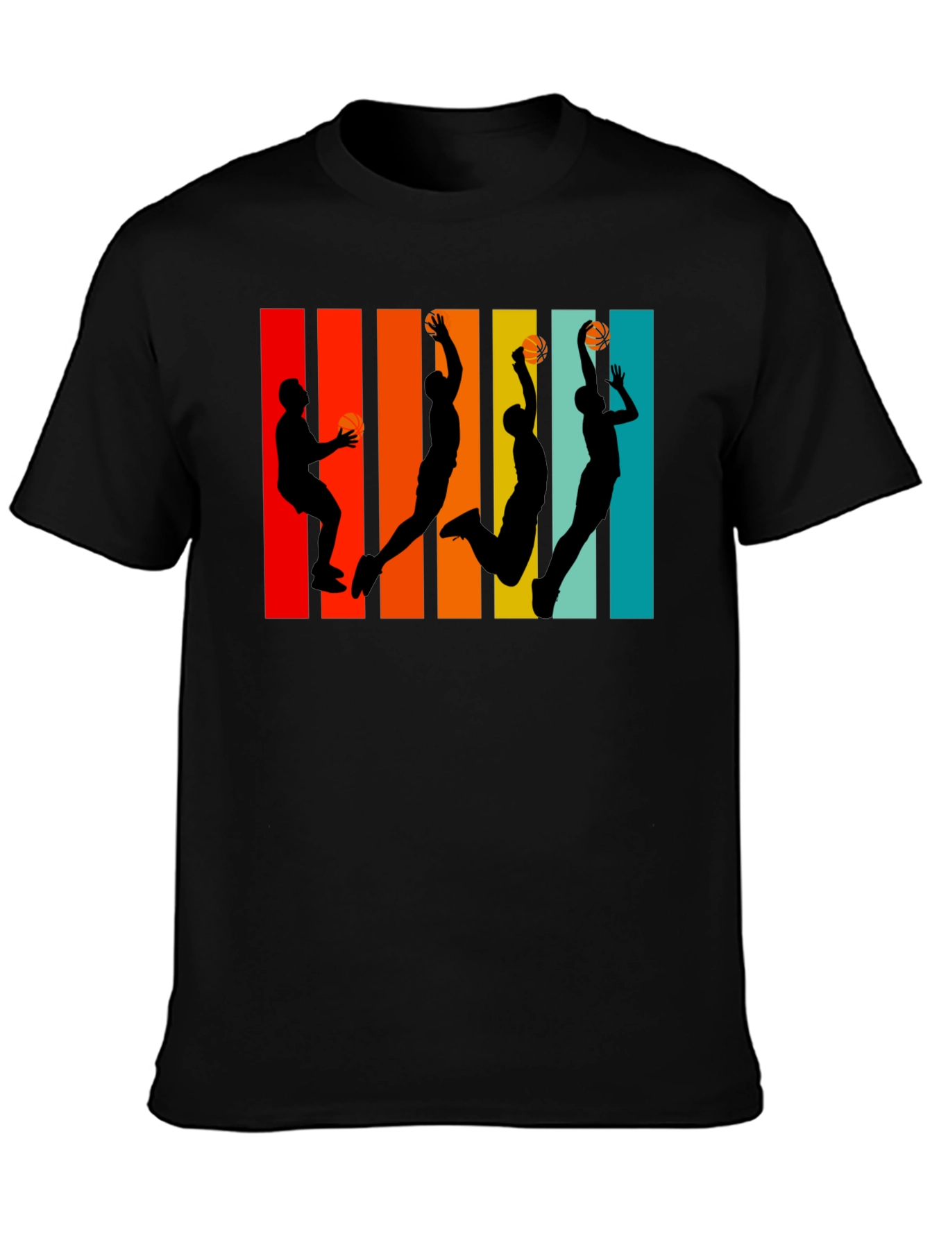 Retro Basketball Silhouette Graphic Tee - Black